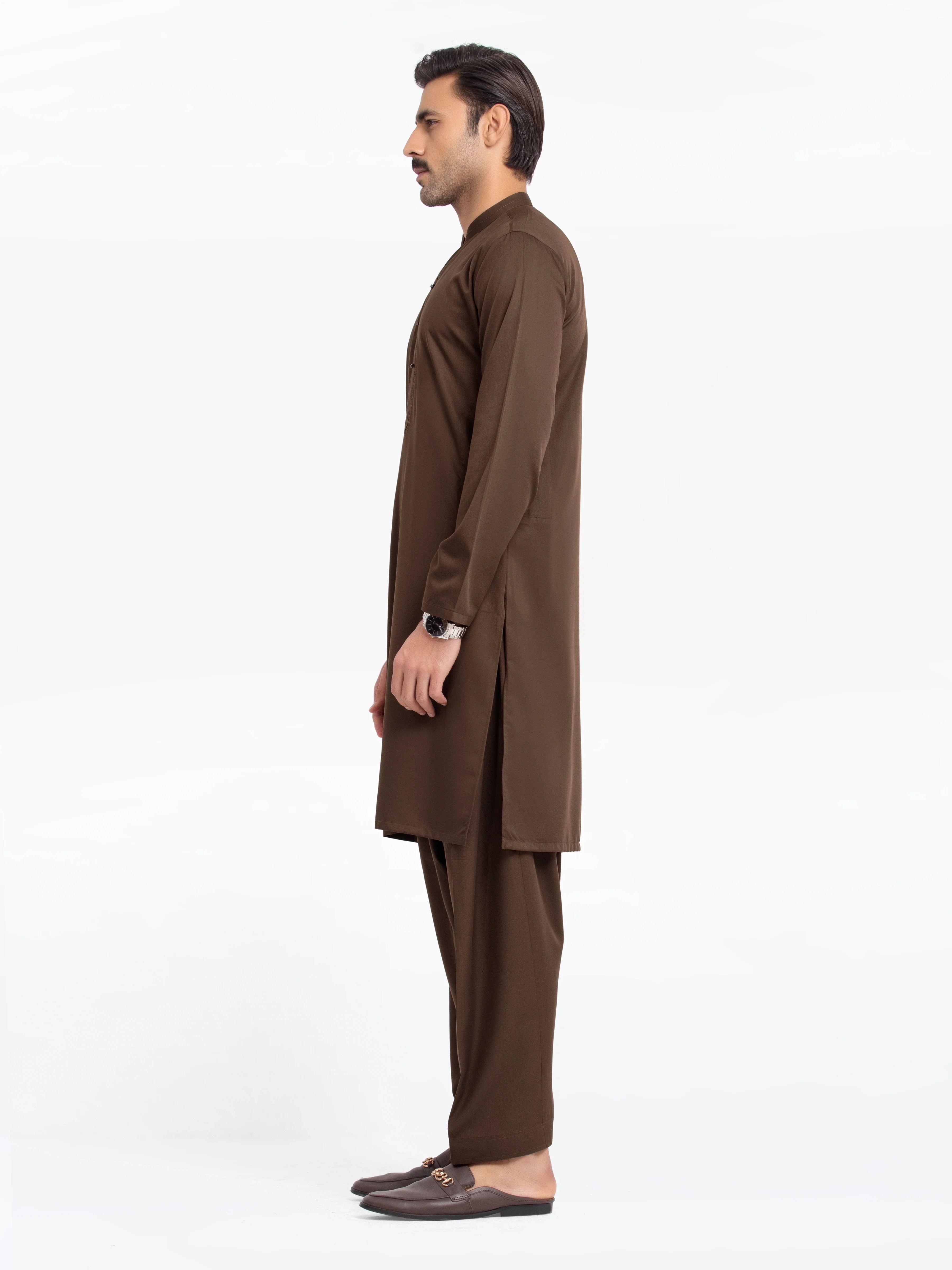 Men's Mehndi Shalwar Kameez - EMTKS24-41141 - Image 3