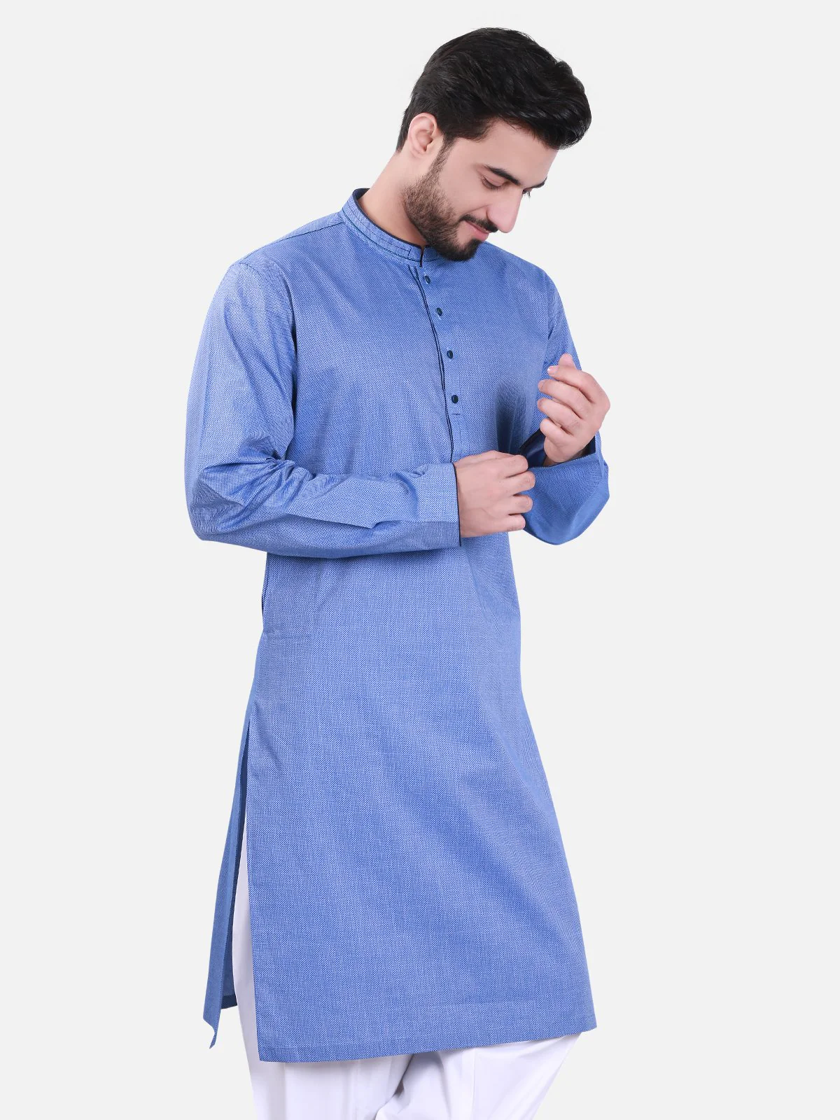 Men's Mid Blue Kurta - MTK-C17S-9314 - Image 2