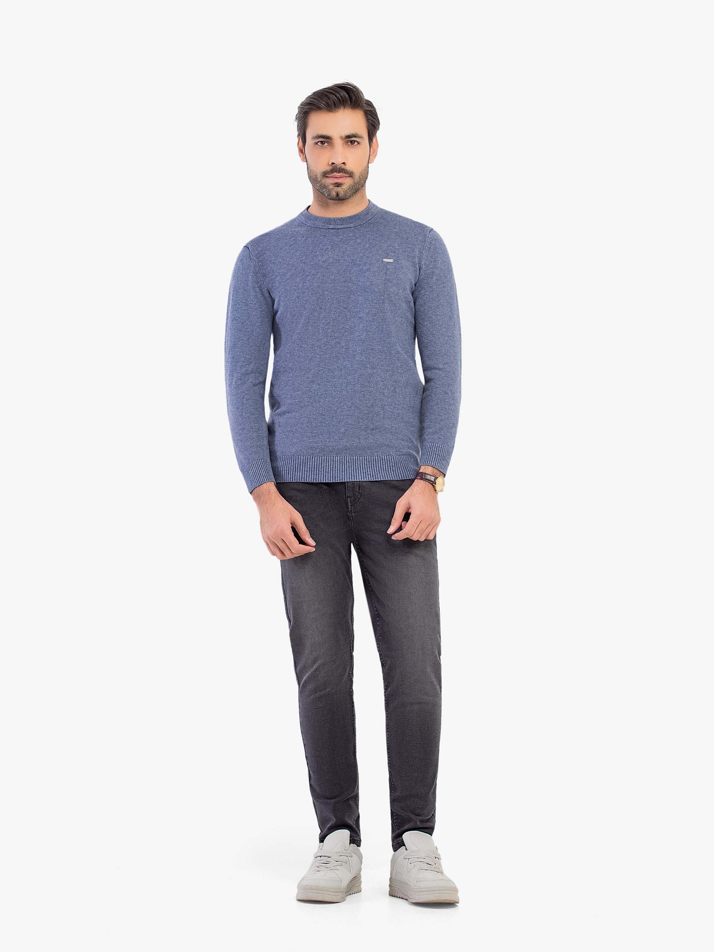 Men's Mid Blue Sweater - EMTSWT5-017 - Image 3