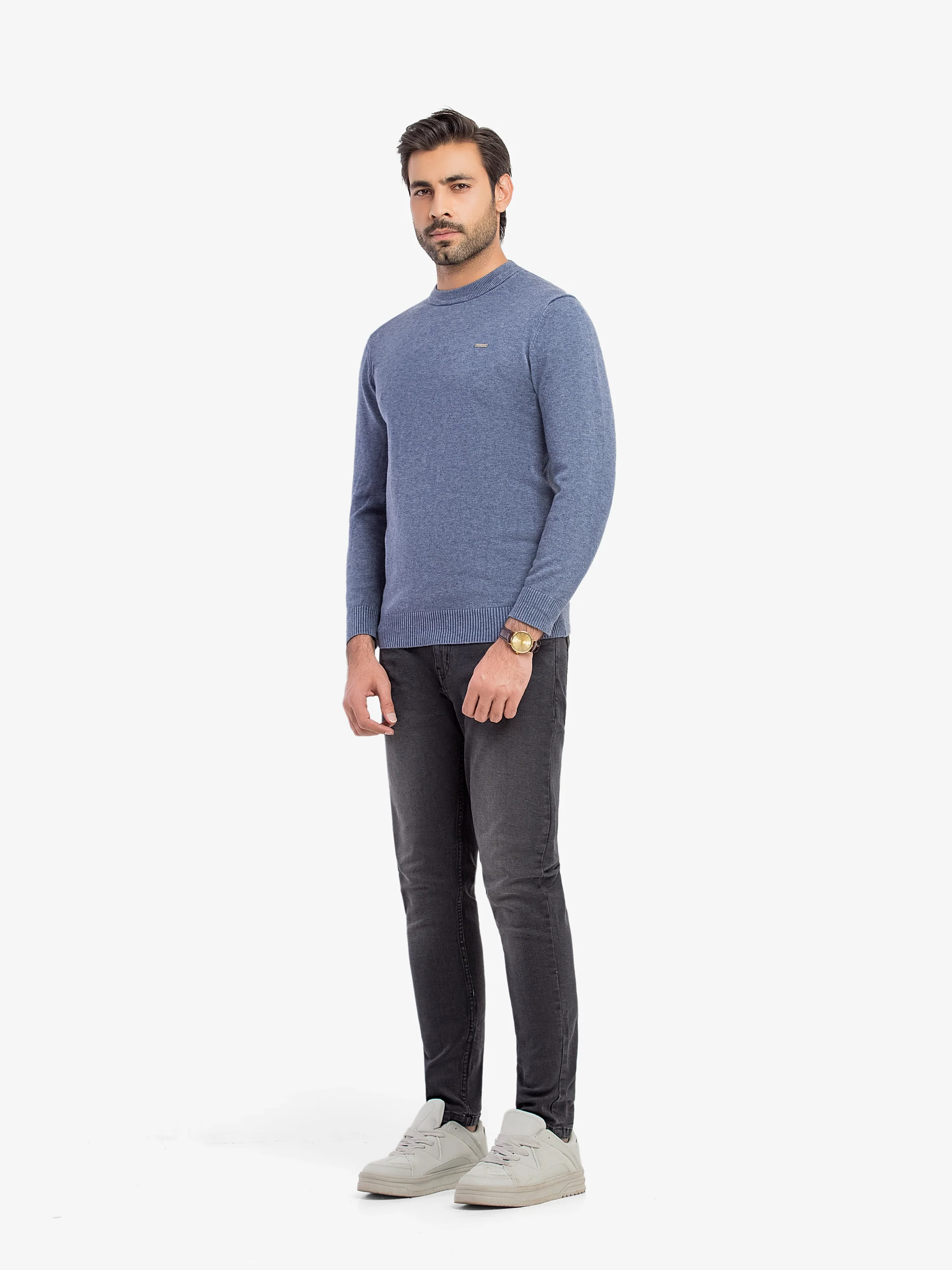 Men's Mid Blue Sweater - EMTSWT5-017 - Image 4