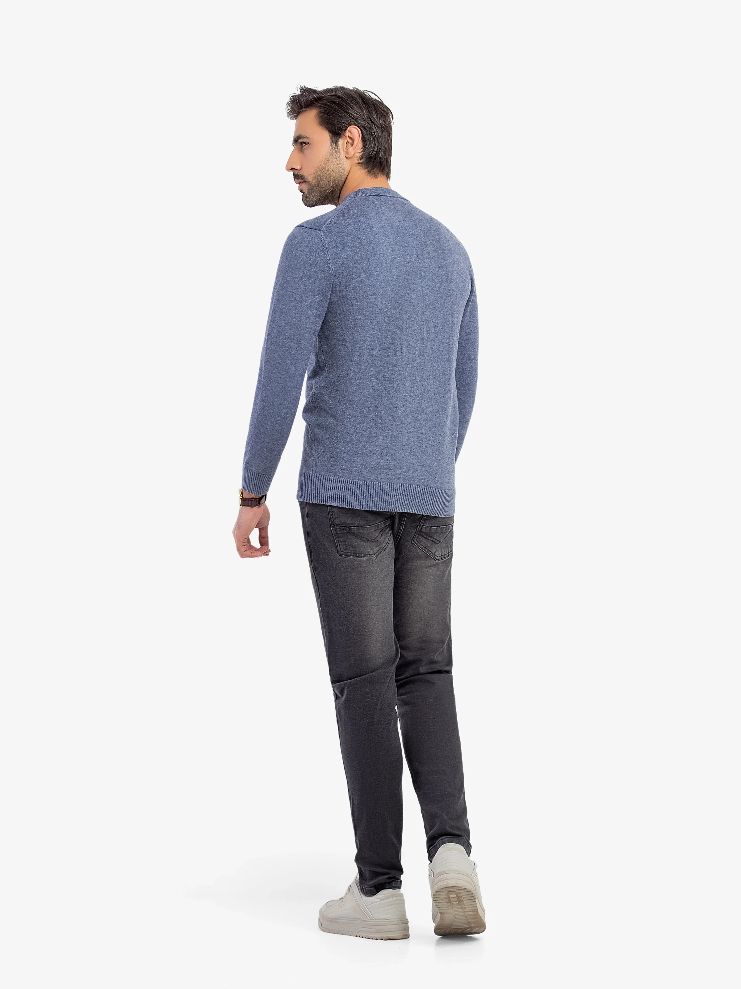Men's Mid Blue Sweater - EMTSWT5-017 - Image 5