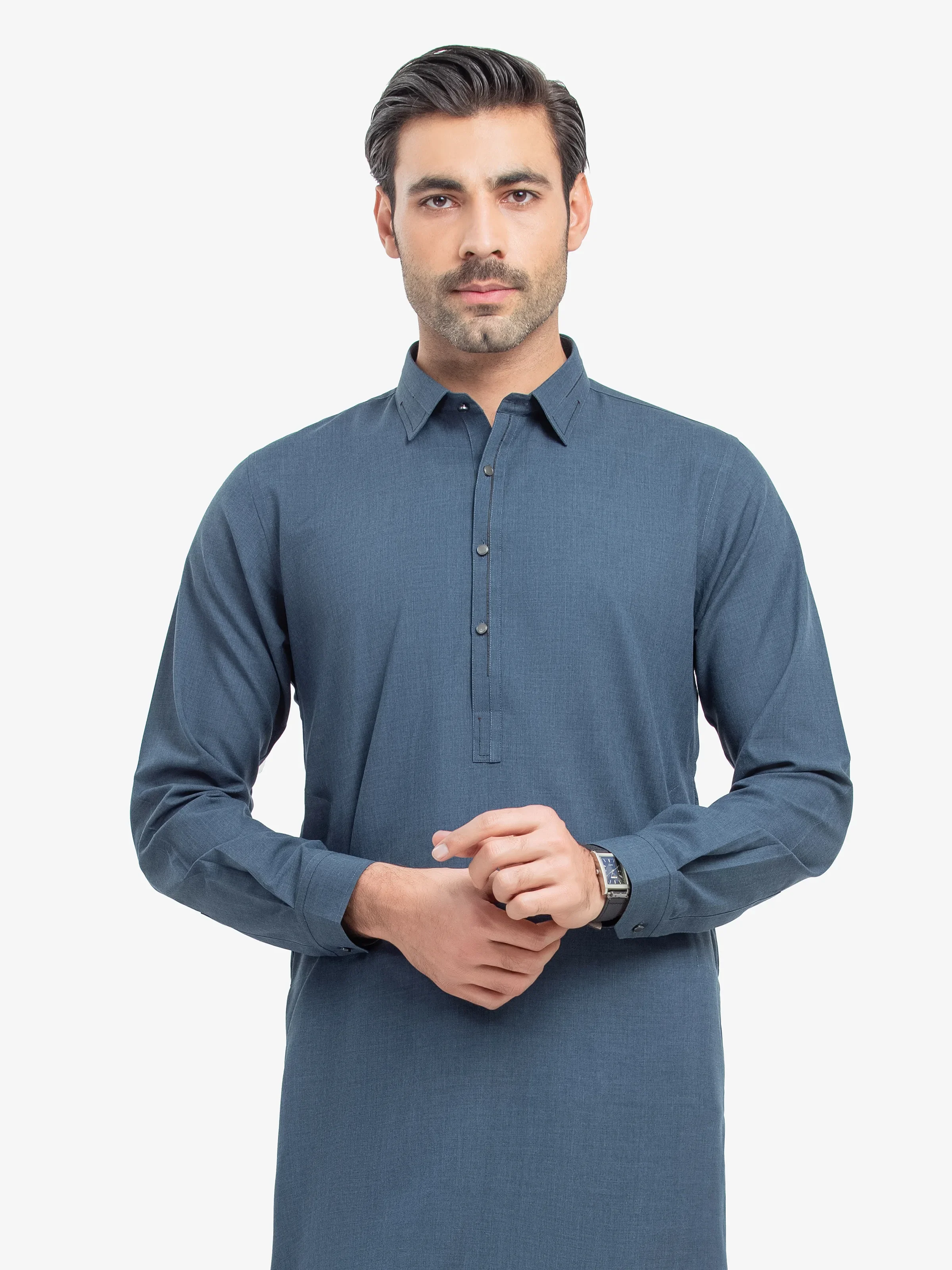 Men's Mid Night Blue Shalwar Kameez - EMTKST5-99531 - Image 2