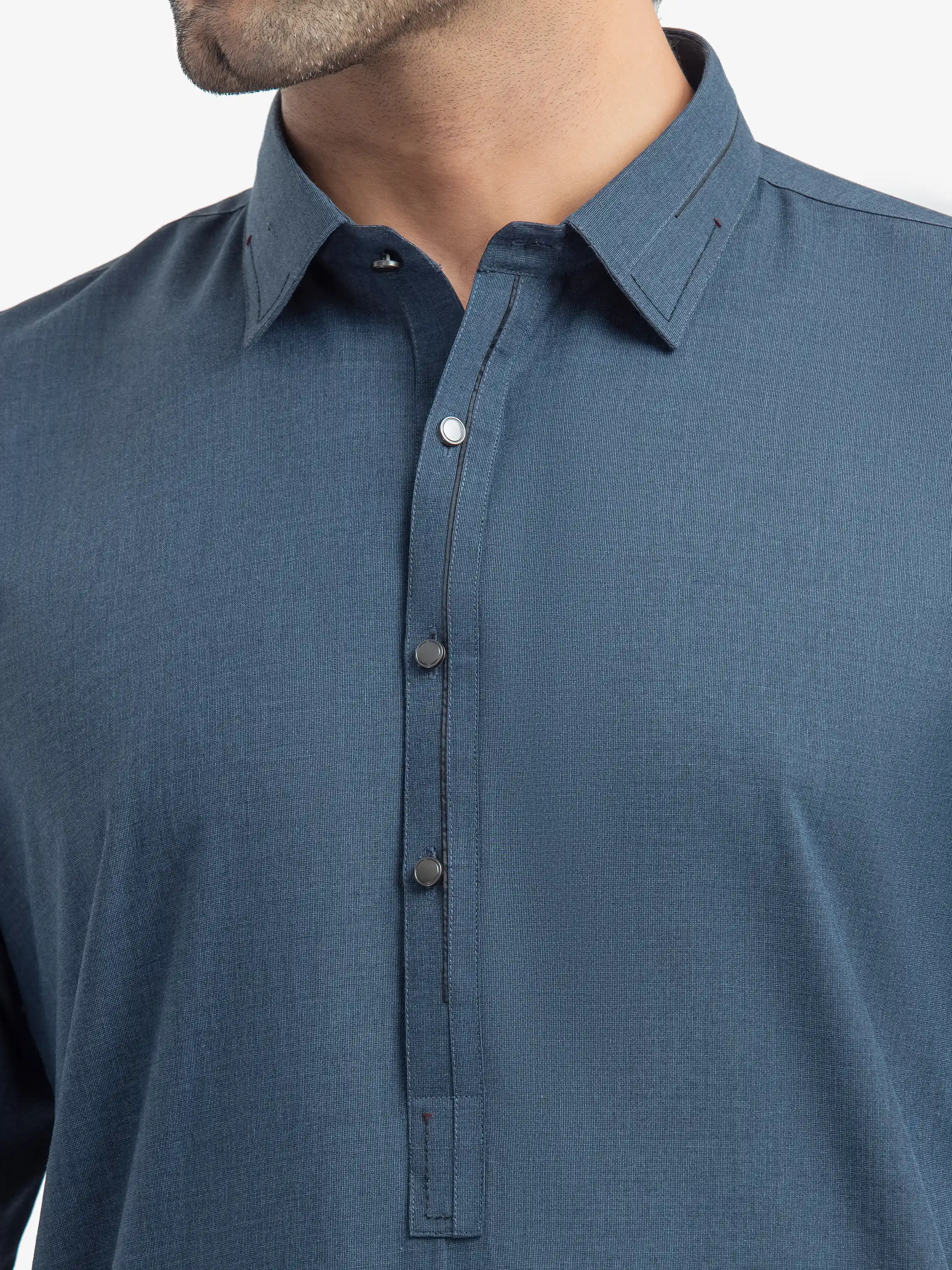 Men's Mid Night Blue Shalwar Kameez - EMTKST5-99531 - Image 3