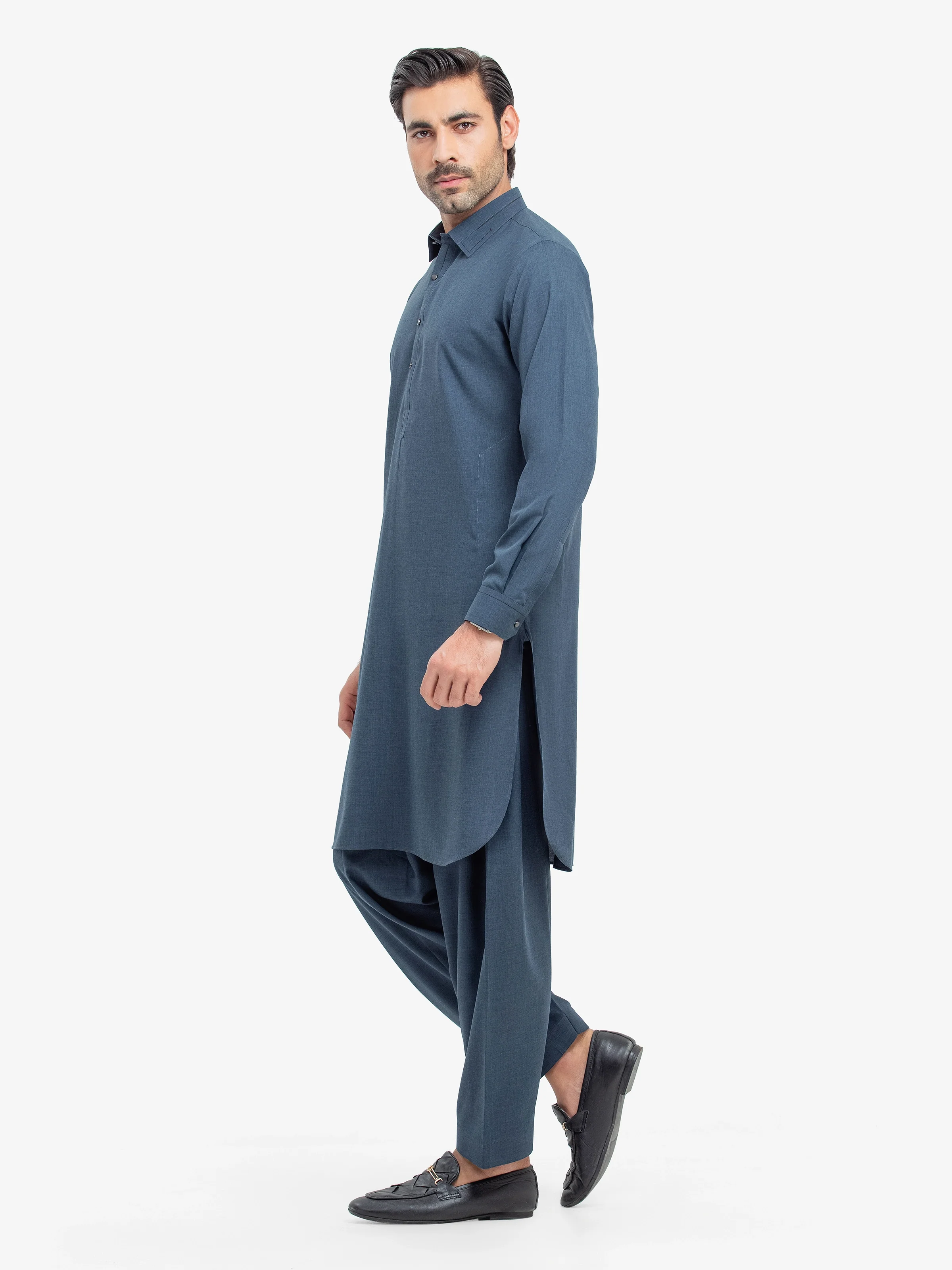 Men's Mid Night Blue Shalwar Kameez - EMTKST5-99531 - Image 4