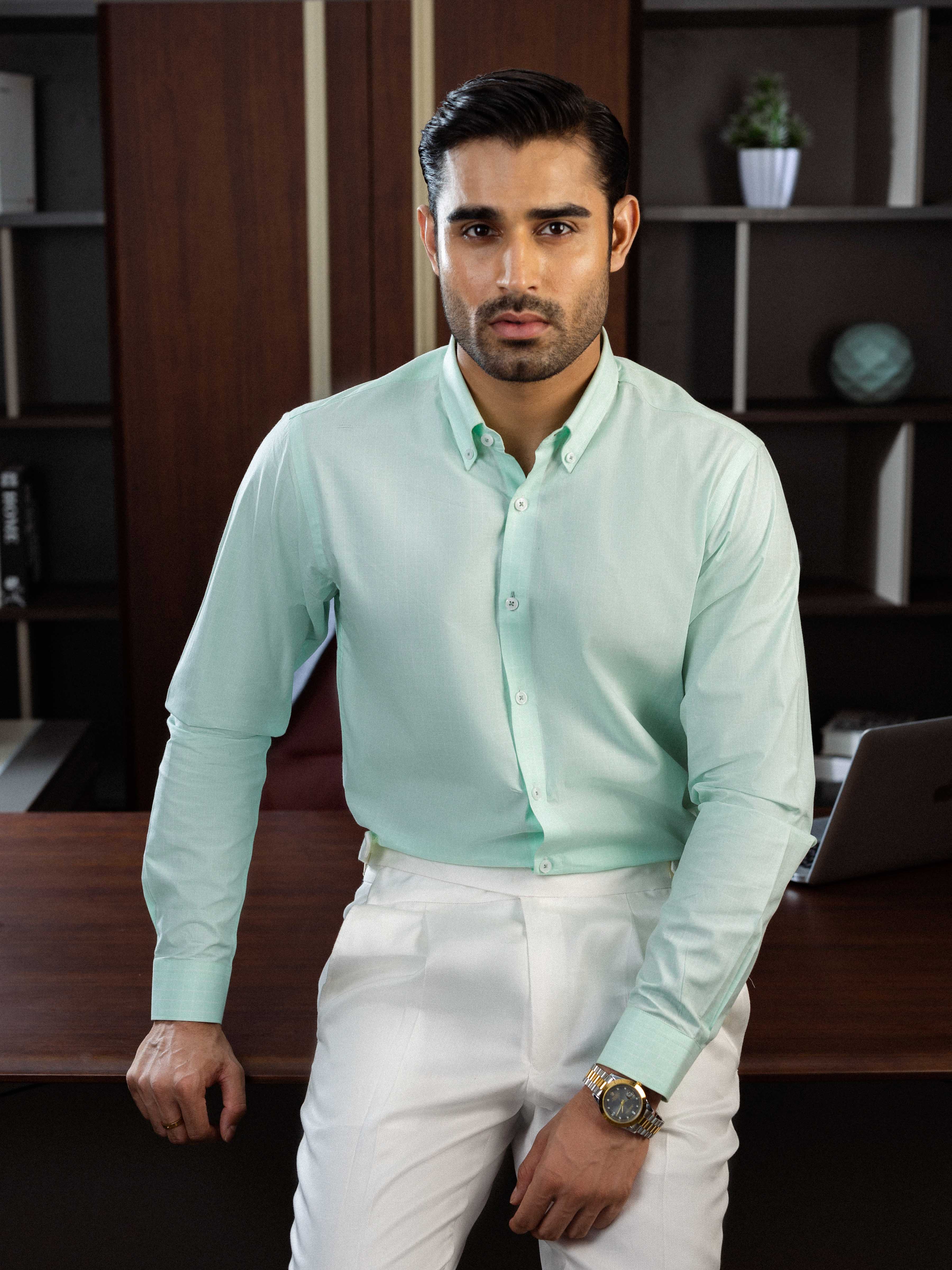 Men's Mint Green Shirt - EMTSI5-50809 - Image 3