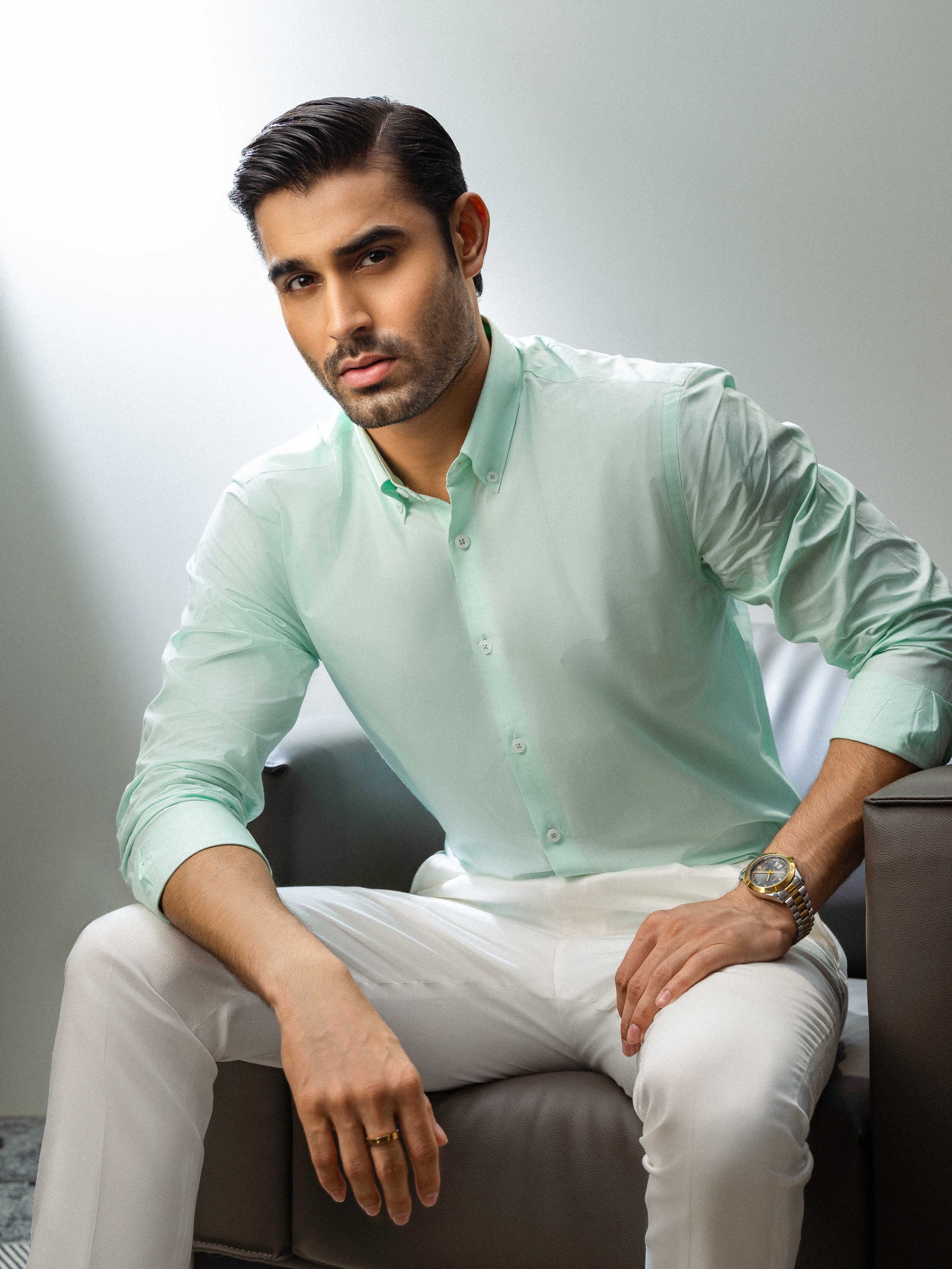 Men's Mint Green Shirt - EMTSI5-50809 - Image 4