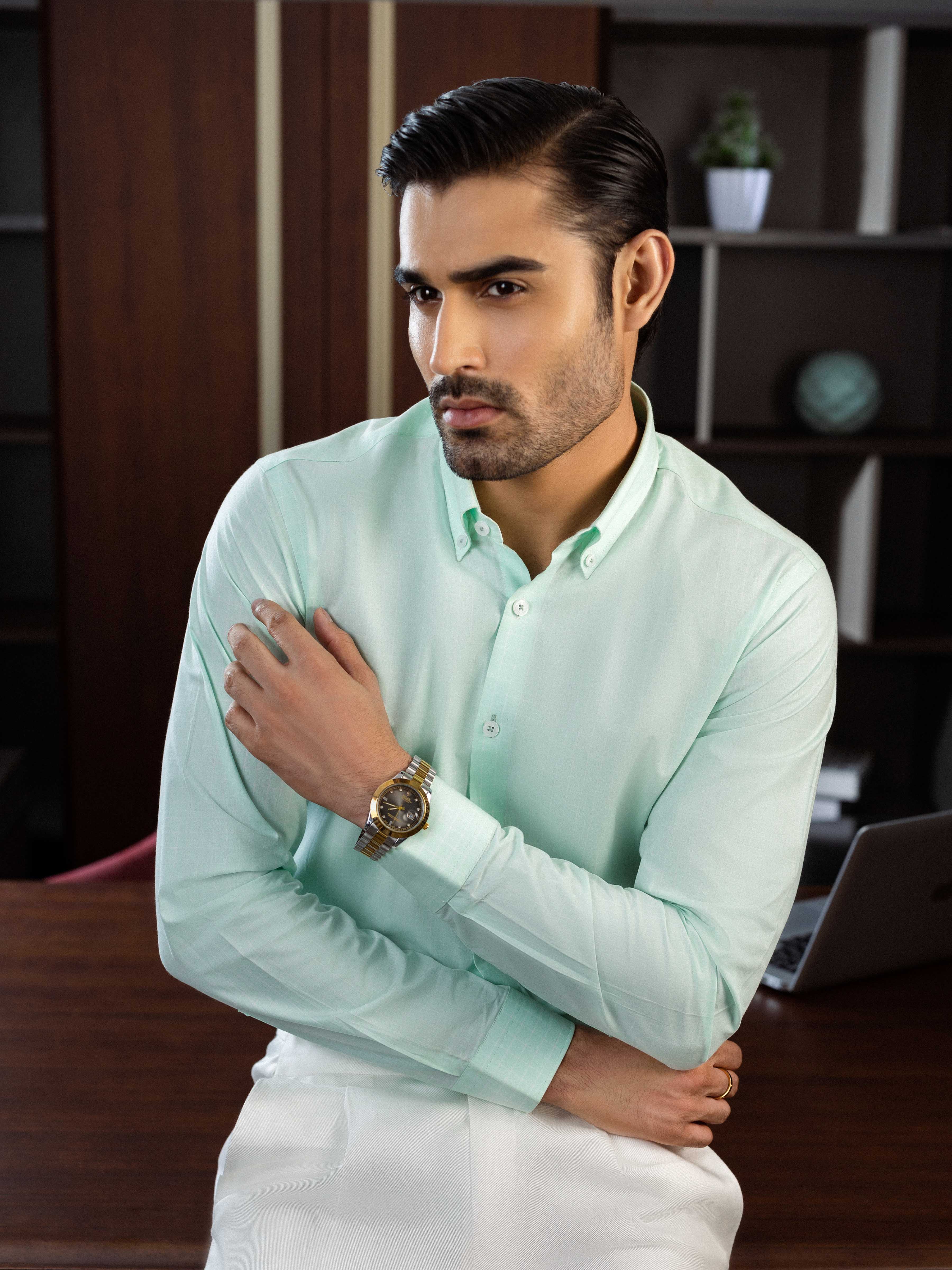 Men's Mint Green Shirt - EMTSI5-50809 - Image 6