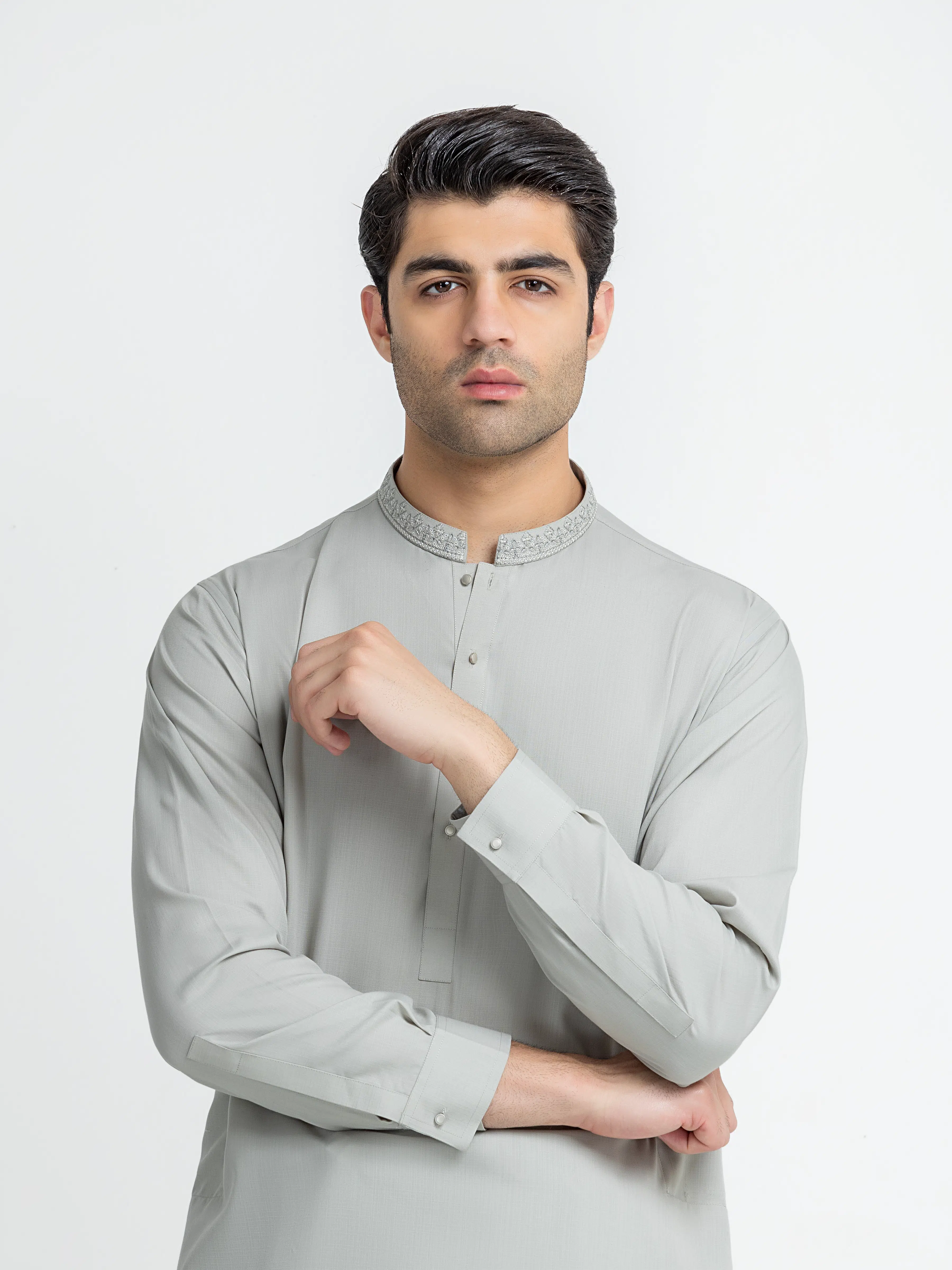 Men's Mist Green Shalwar Kameez - EMTKS5-41174 - Image 2