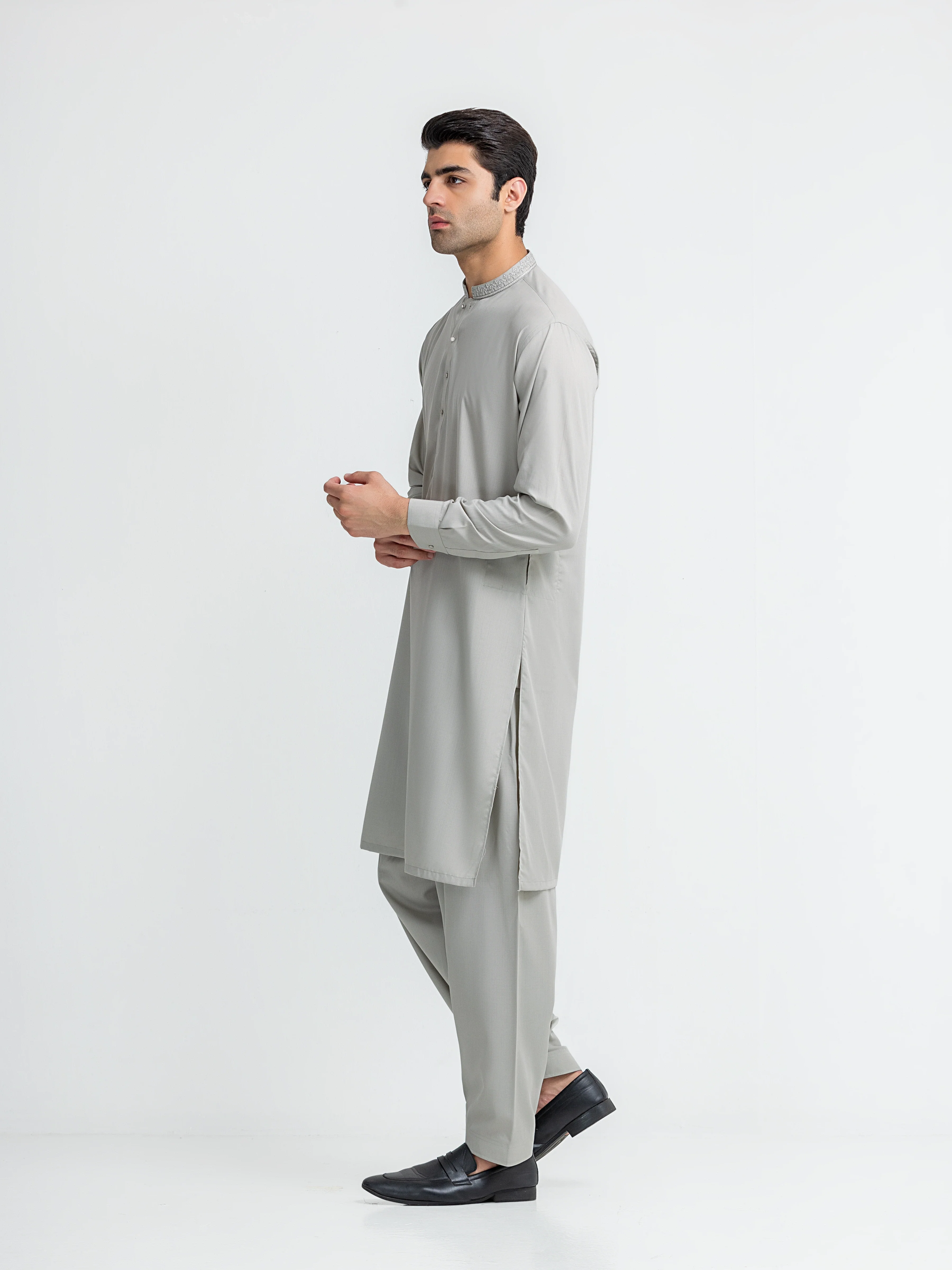 Men's Mist Green Shalwar Kameez - EMTKS5-41174 - Image 3