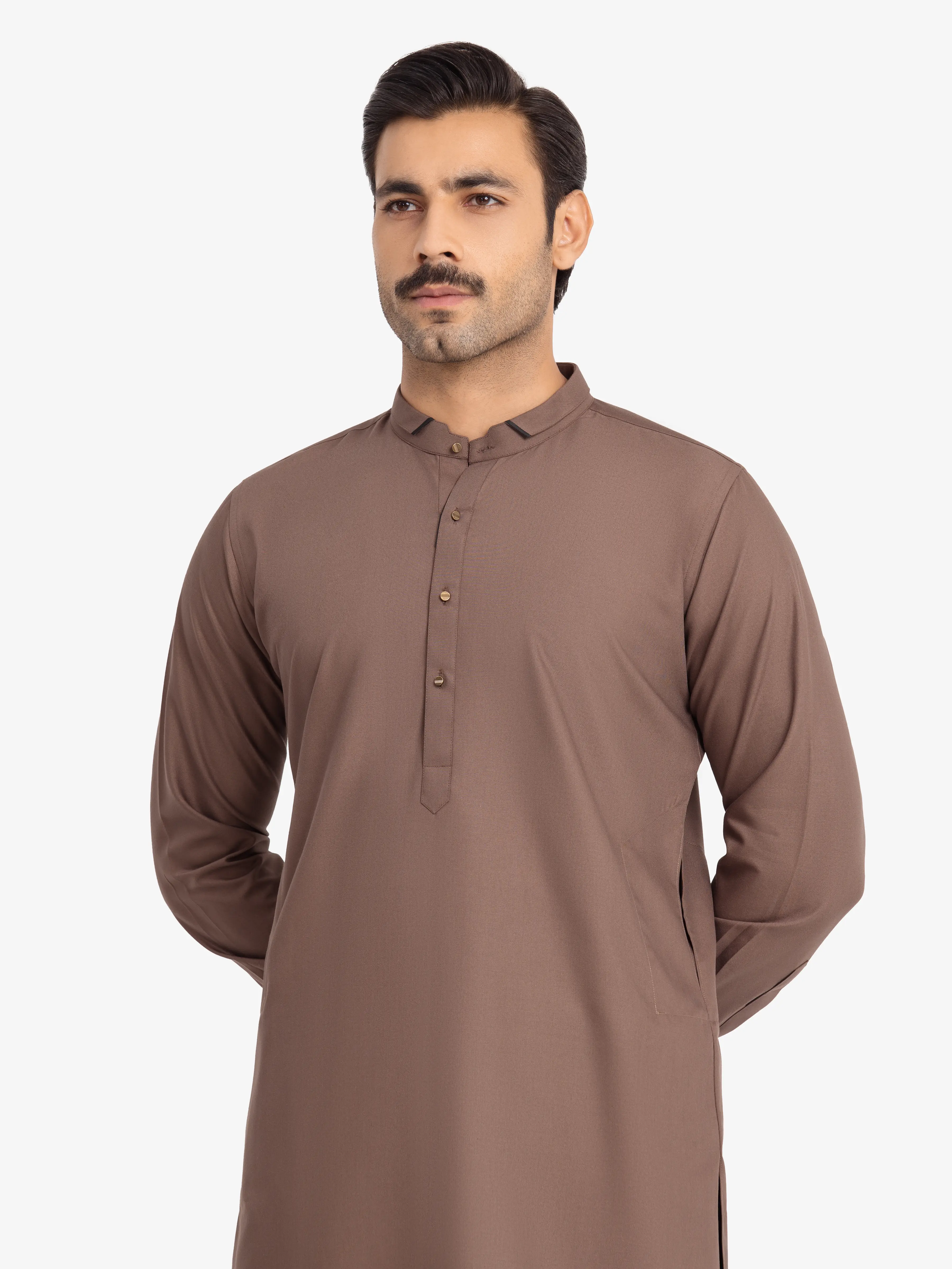 Men's Mocha Brown Shalwar Kameez - EMTKS24-41144 - Image 2