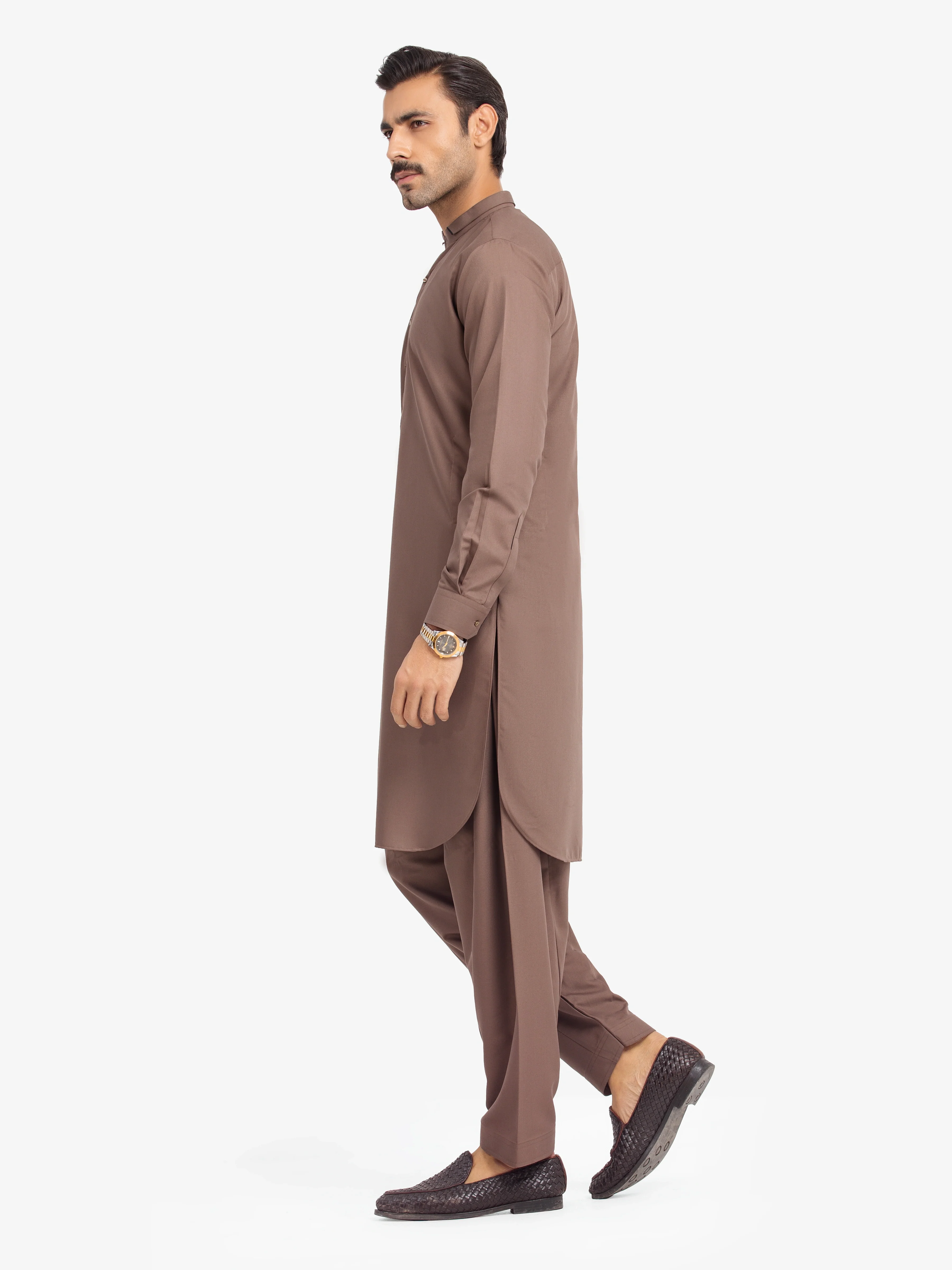 Men's Mocha Brown Shalwar Kameez - EMTKS24-41144 - Image 4