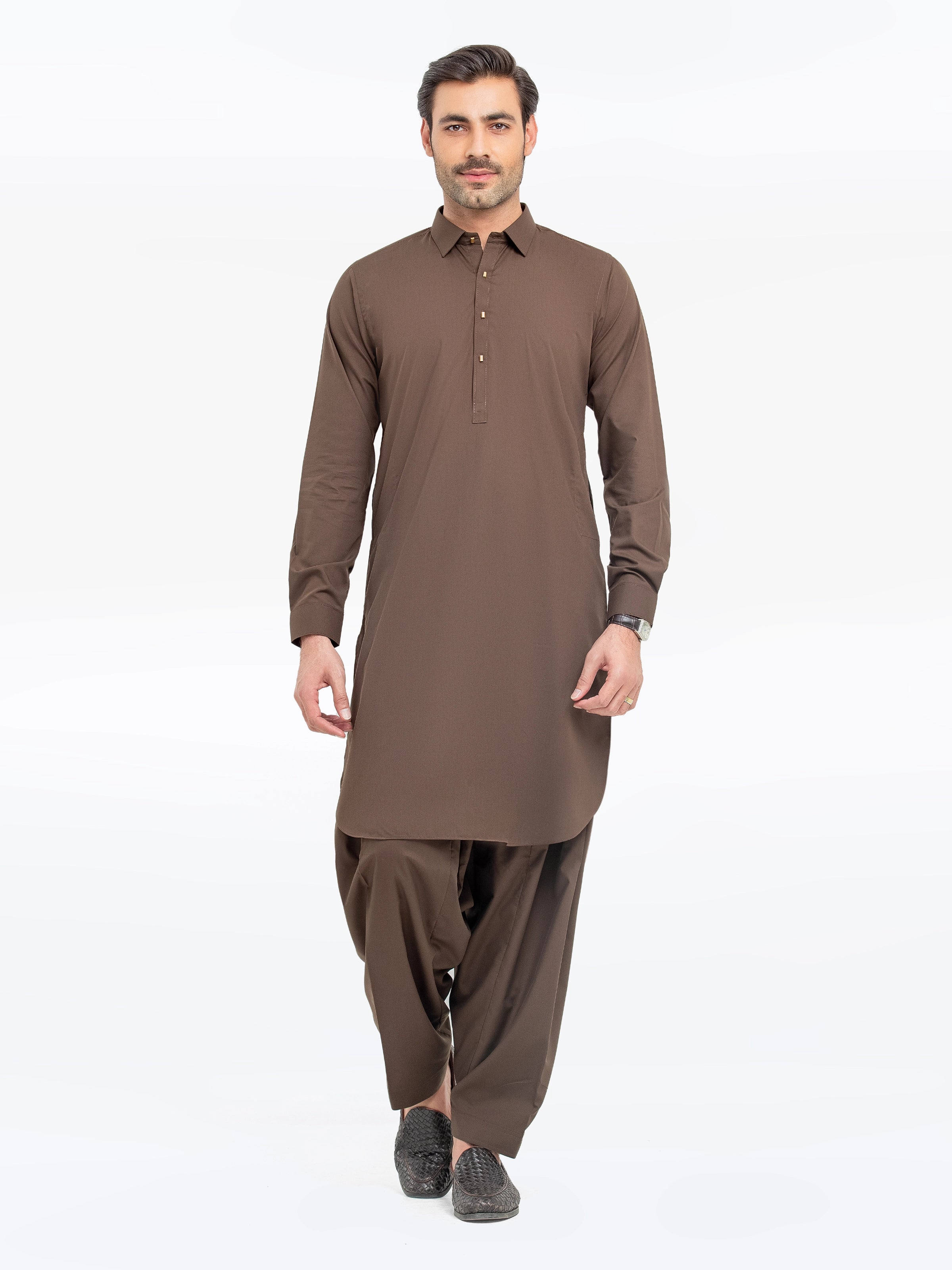 Men's Mocha Brown Shalwar Kameez - EMTKST5-99558