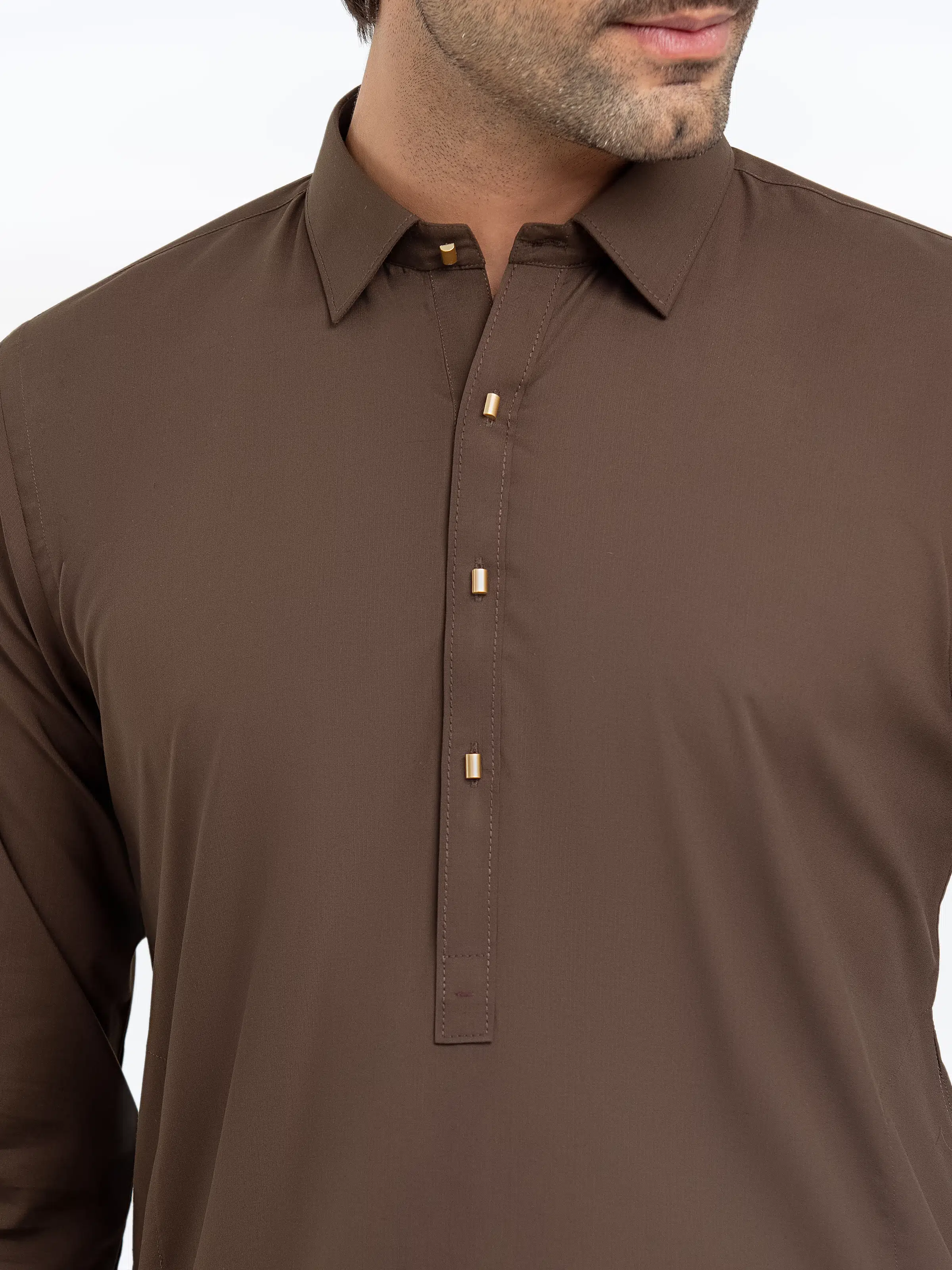 Men's Mocha Brown Shalwar Kameez - EMTKST5-99558 - Image 3