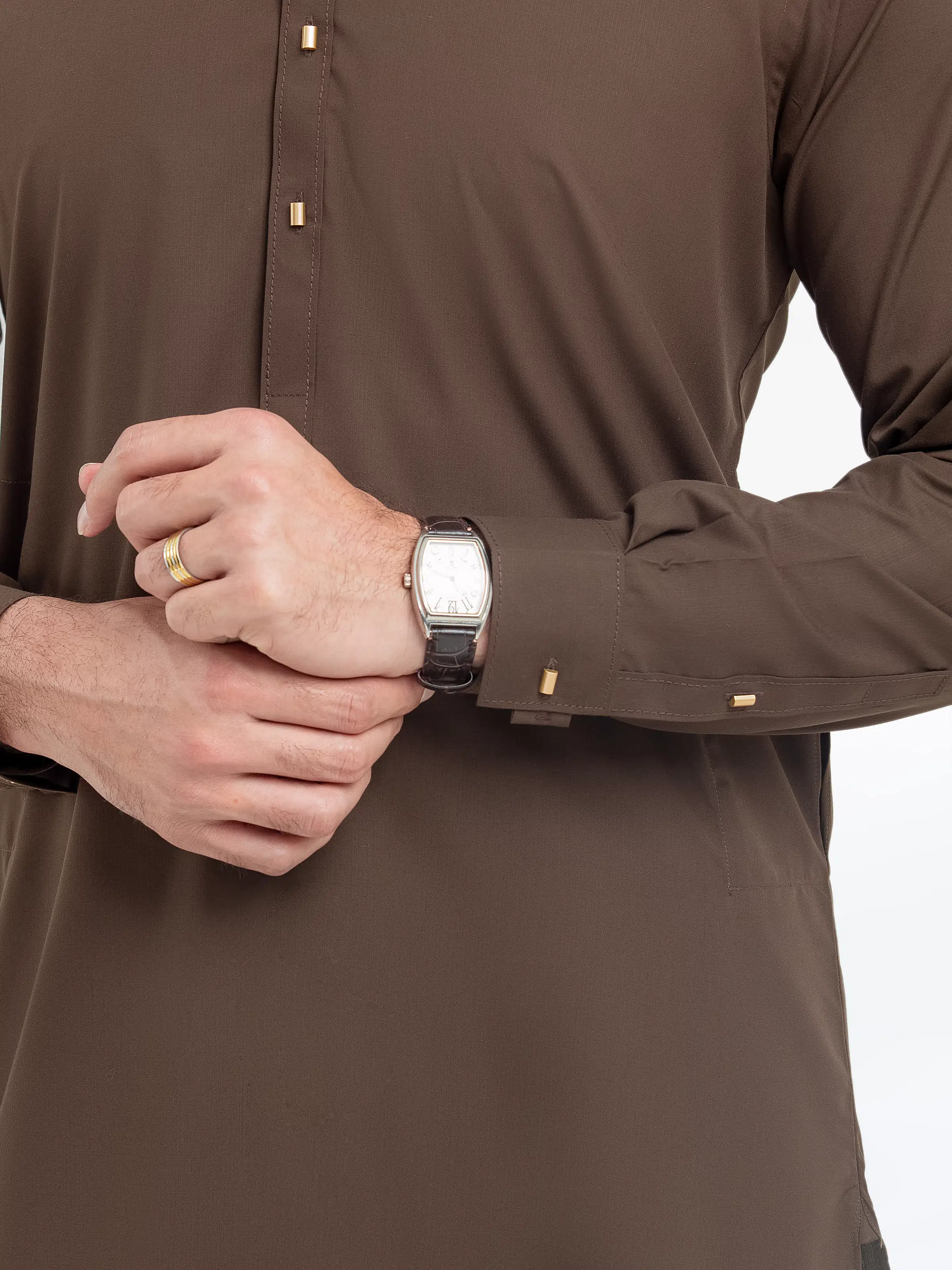 Men's Mocha Brown Shalwar Kameez - EMTKST5-99558 - Image 5