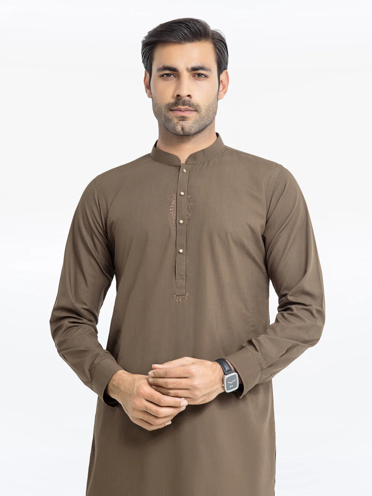 Men's Mud Green Shalwar Kameez - EMTKS24-41094 - Image 2