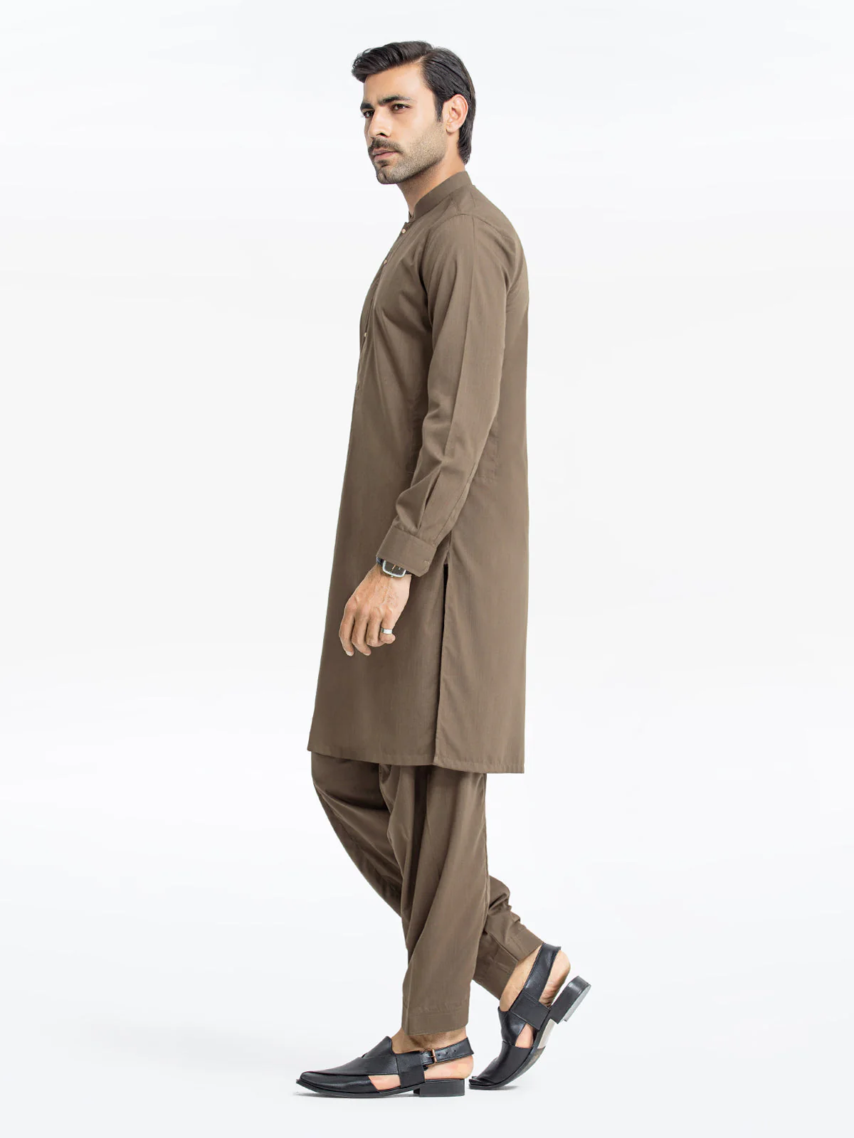 Men's Mud Green Shalwar Kameez - EMTKS24-41094 - Image 3