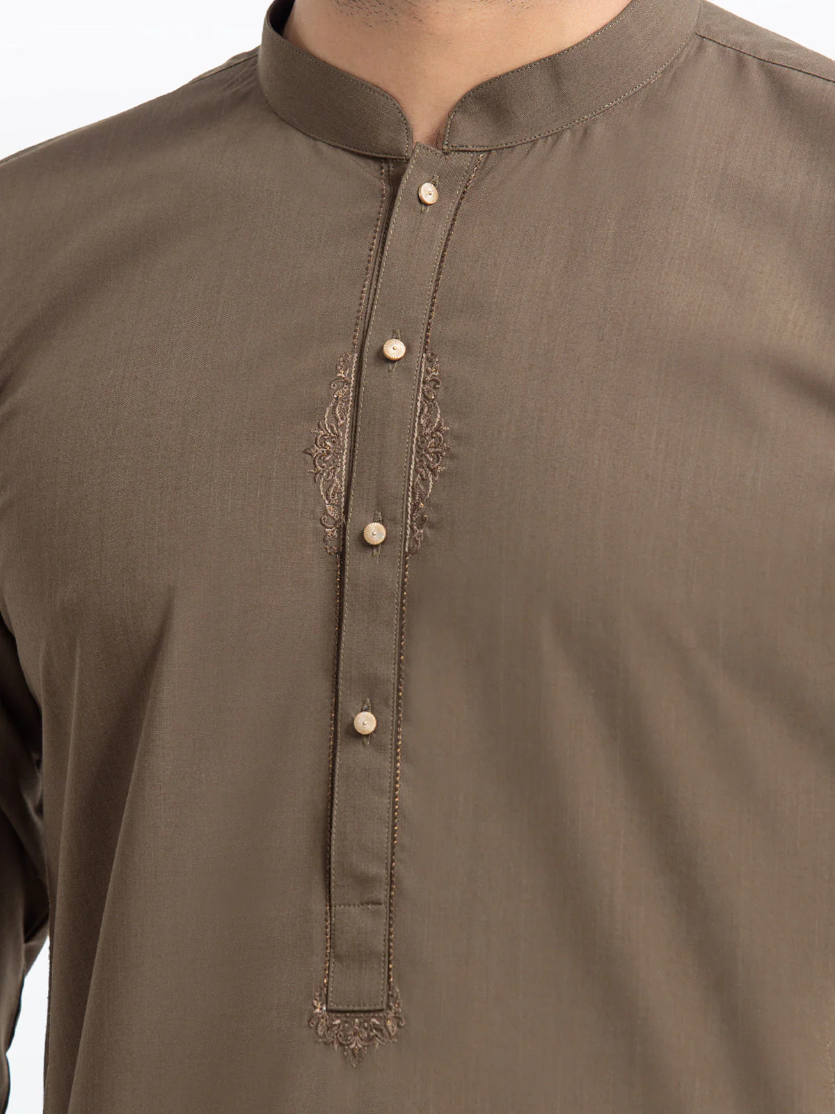 Men's Mud Green Shalwar Kameez - EMTKS24-41094 - Image 4