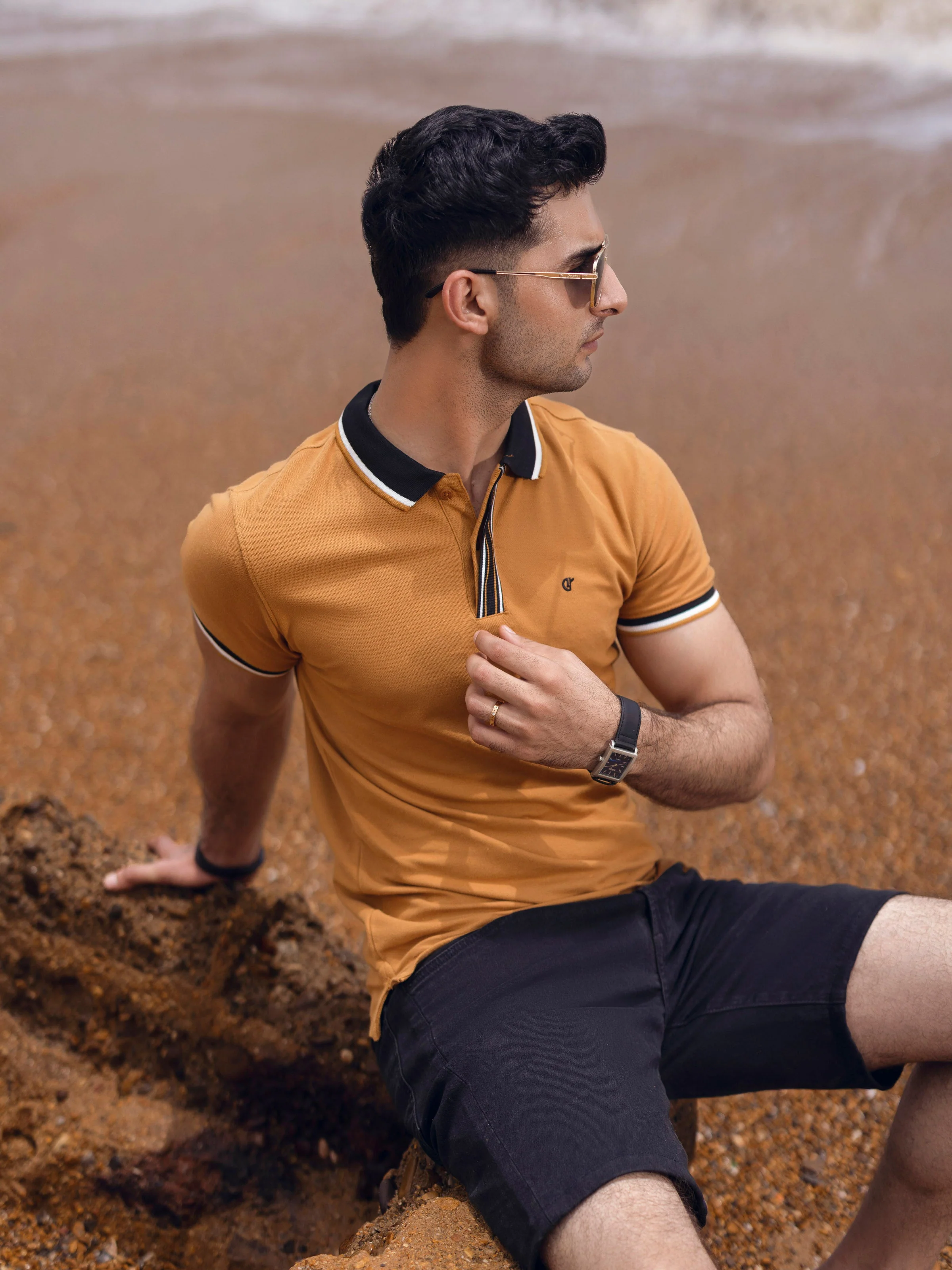 Men's Mustard Brown Polo Shirt - EMTPS5-016 - Image 2