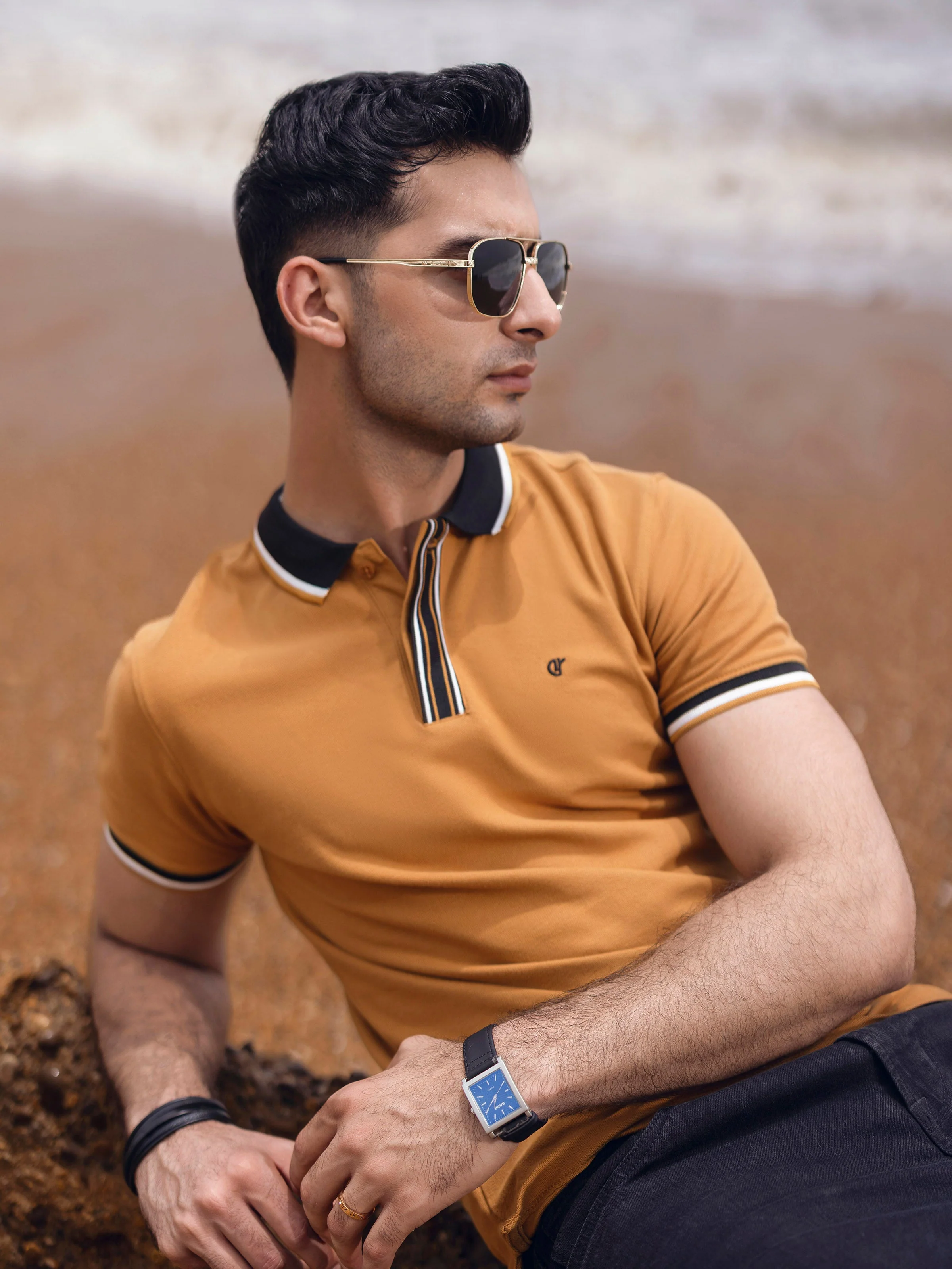 Men's Mustard Brown Polo Shirt - EMTPS5-016 - Image 6