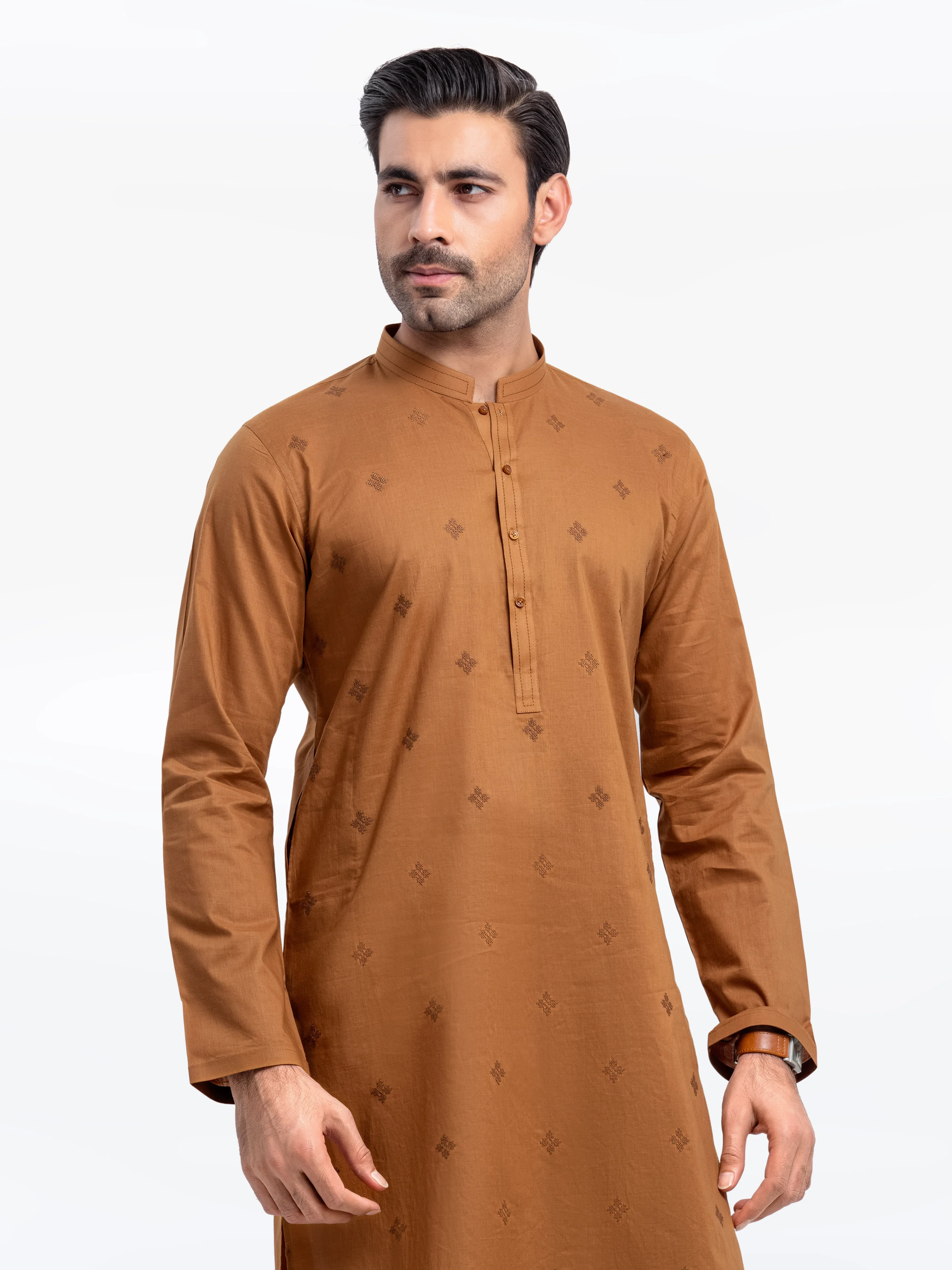 Men's Mustard Kurta - EMTK25-99498 - Image 2