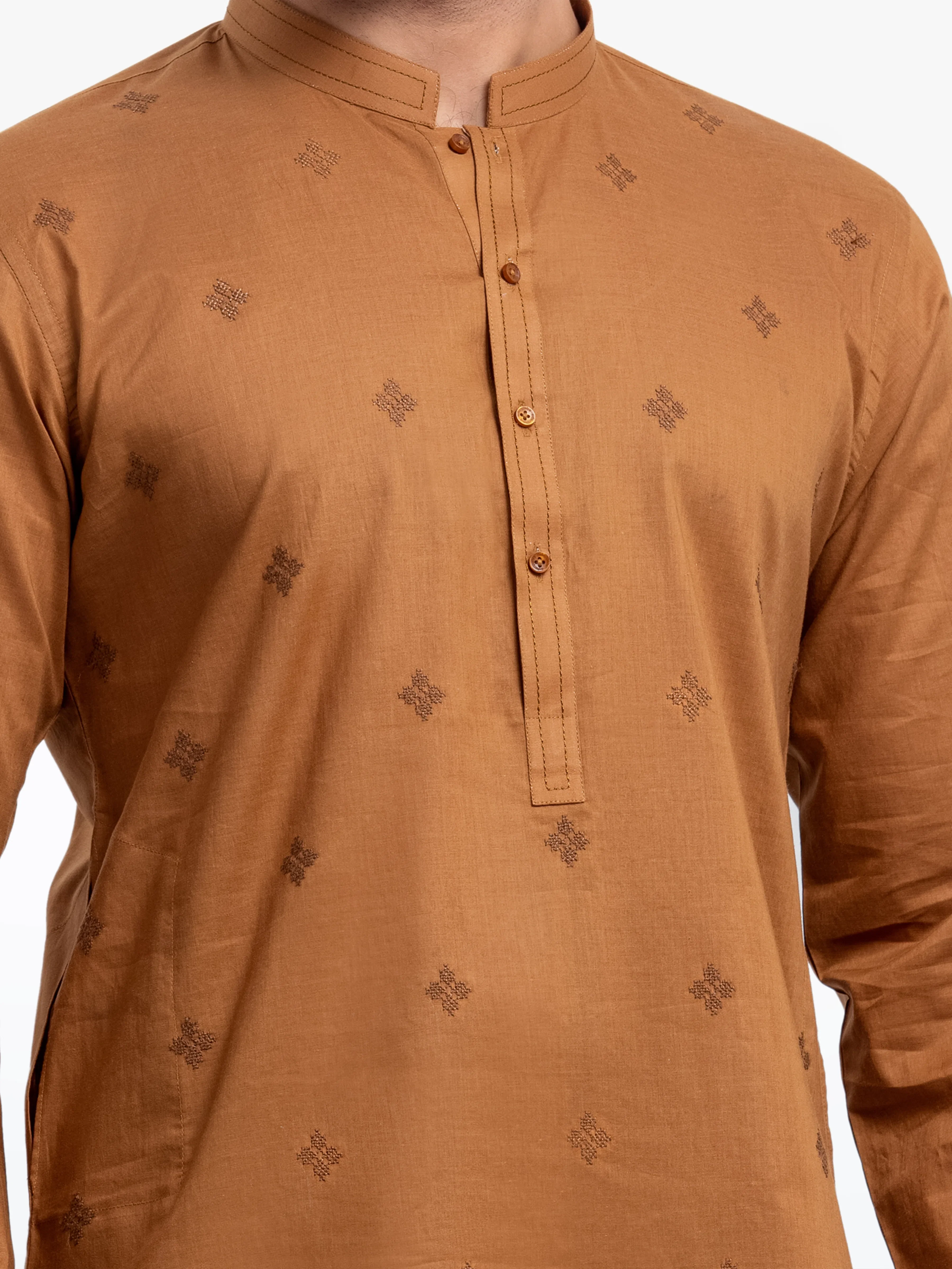 Men's Mustard Kurta - EMTK25-99498 - Image 3