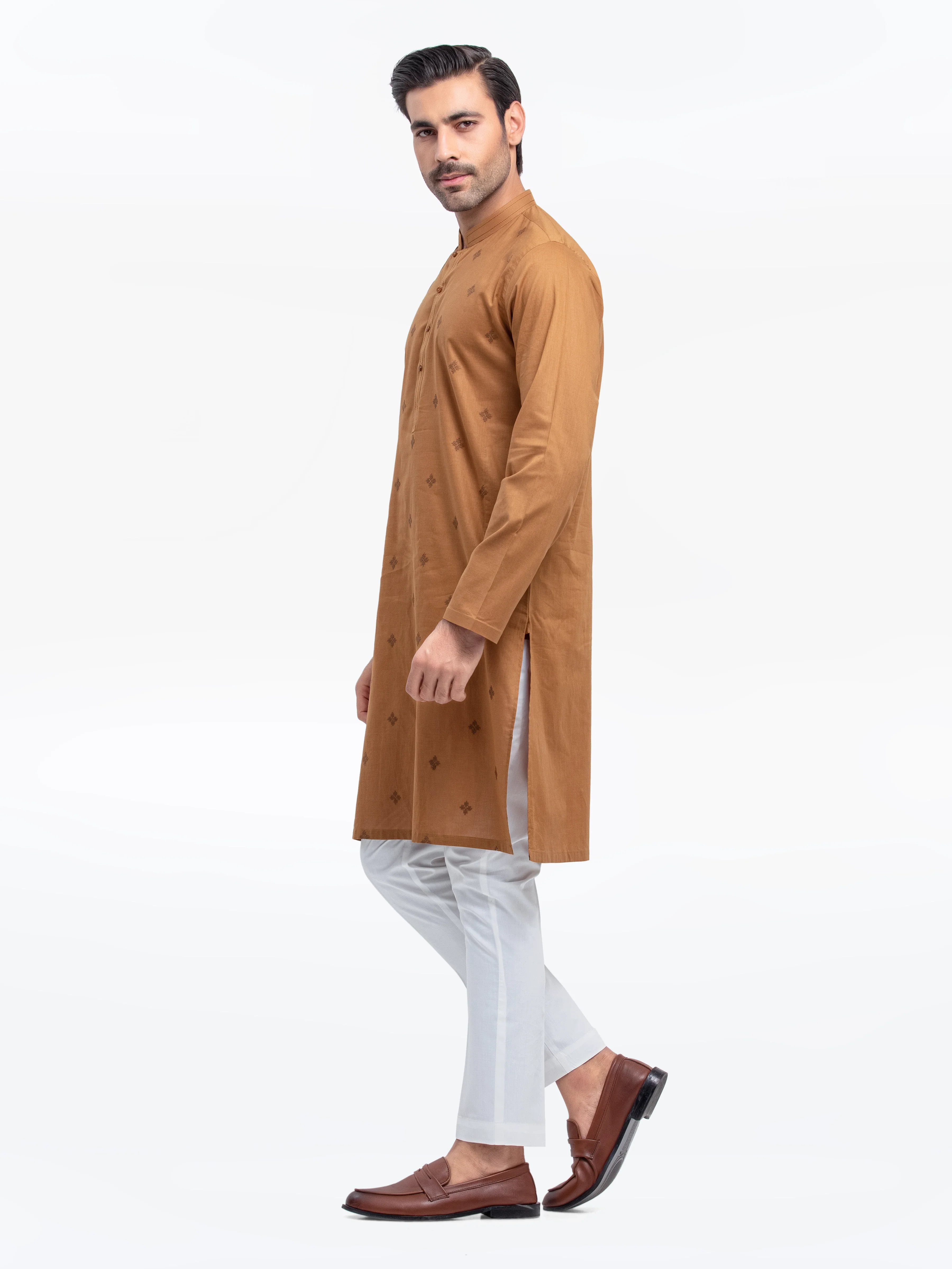 Men's Mustard Kurta - EMTK25-99498 - Image 4
