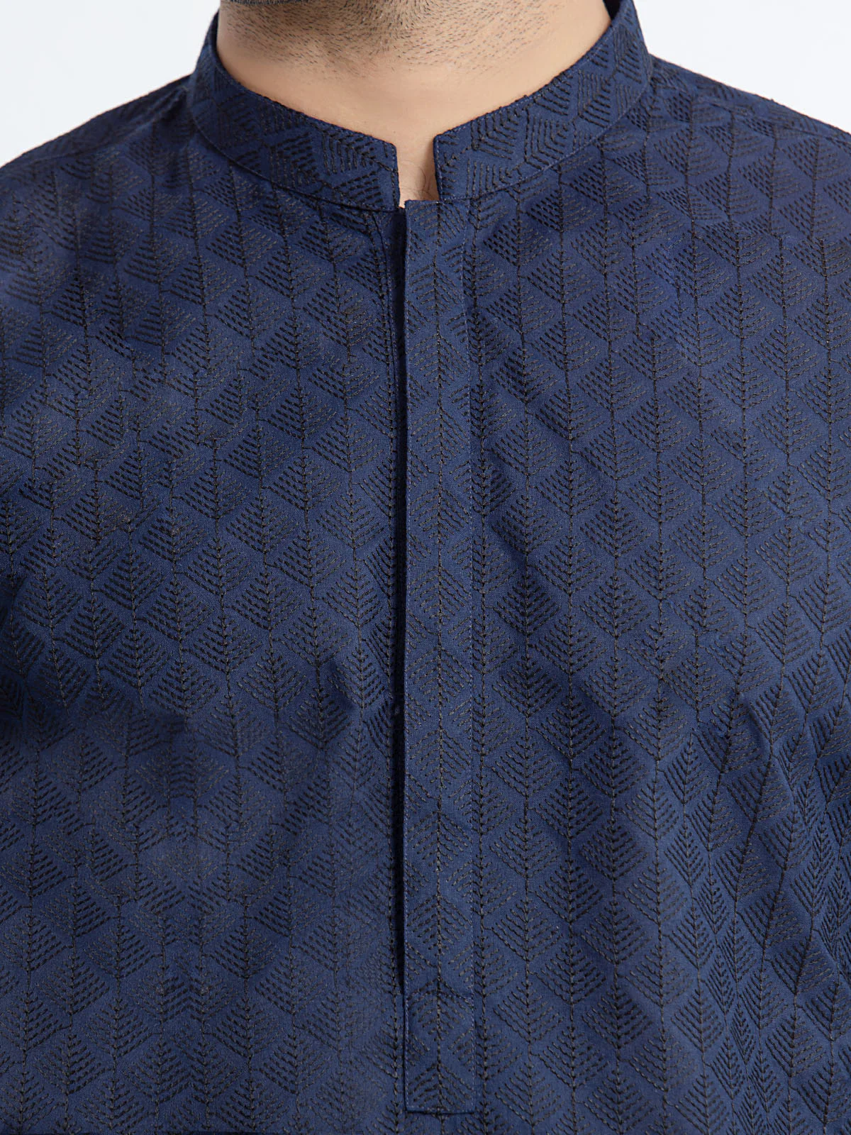 Men's Navy Blue Kurta - EMTK24-99434 - Image 4