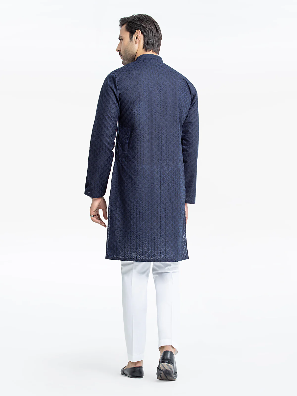 Men's Navy Blue Kurta - EMTK24-99434 - Image 5