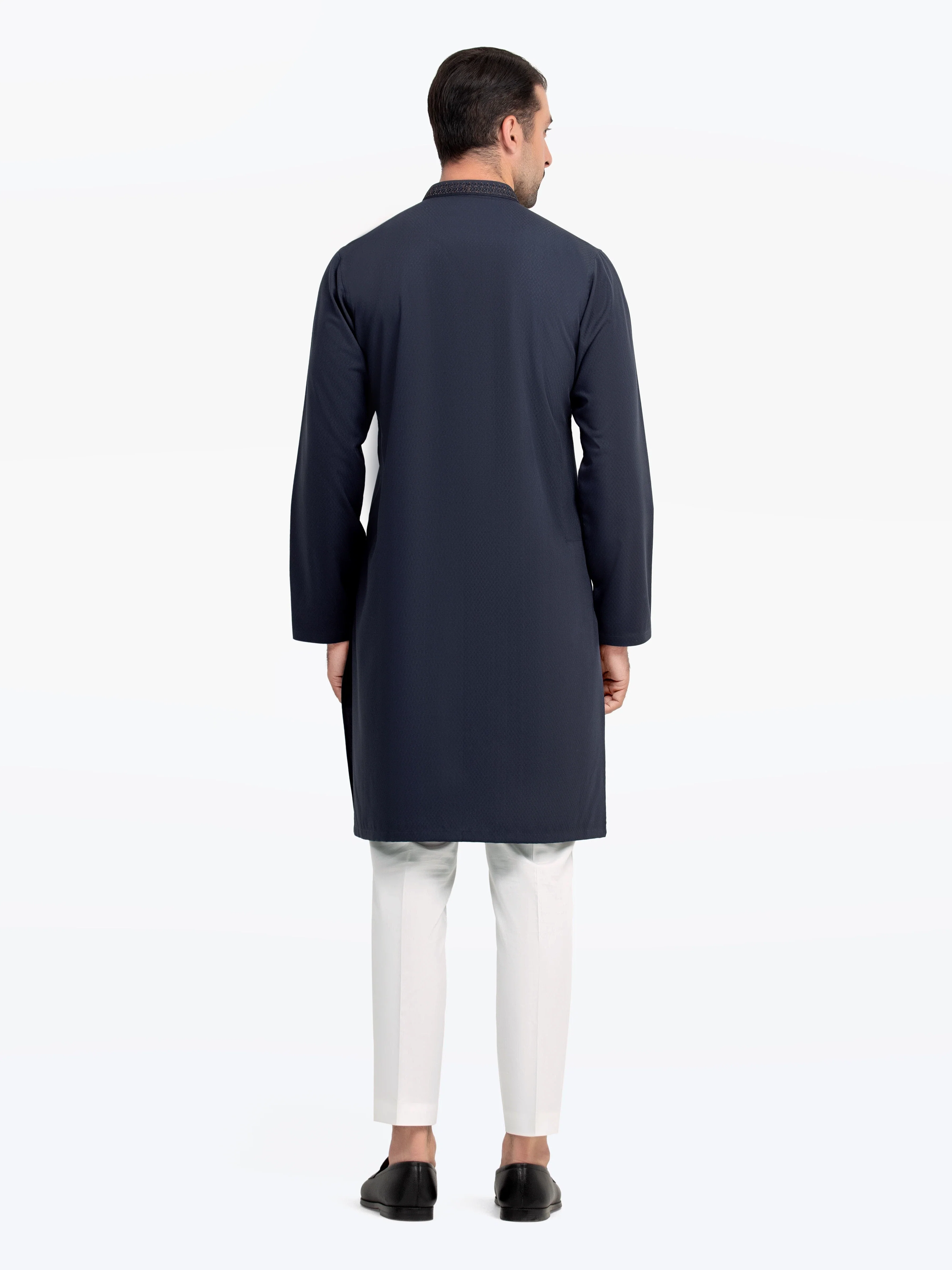 Men's Navy Blue Kurta - EMTK5-99545 - Image 5