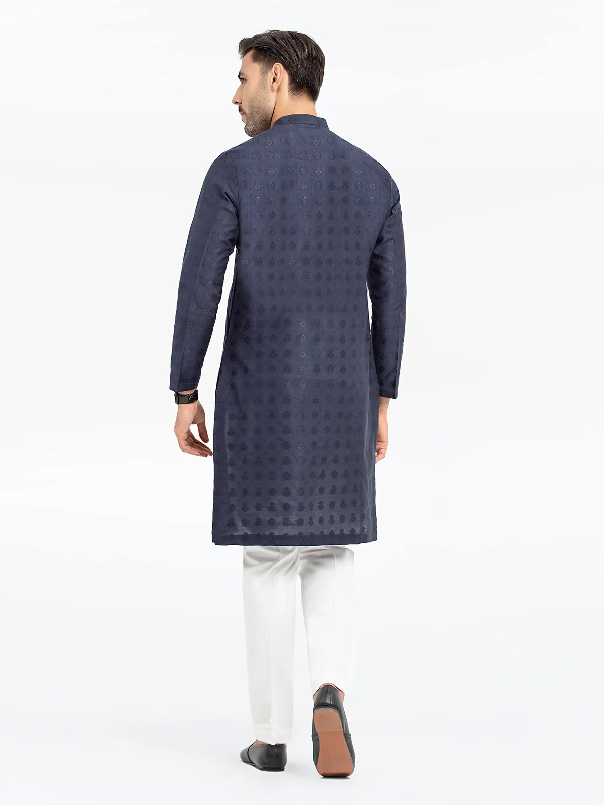 Men's Navy Blue Kurta - EMTKC24-121 - Image 5