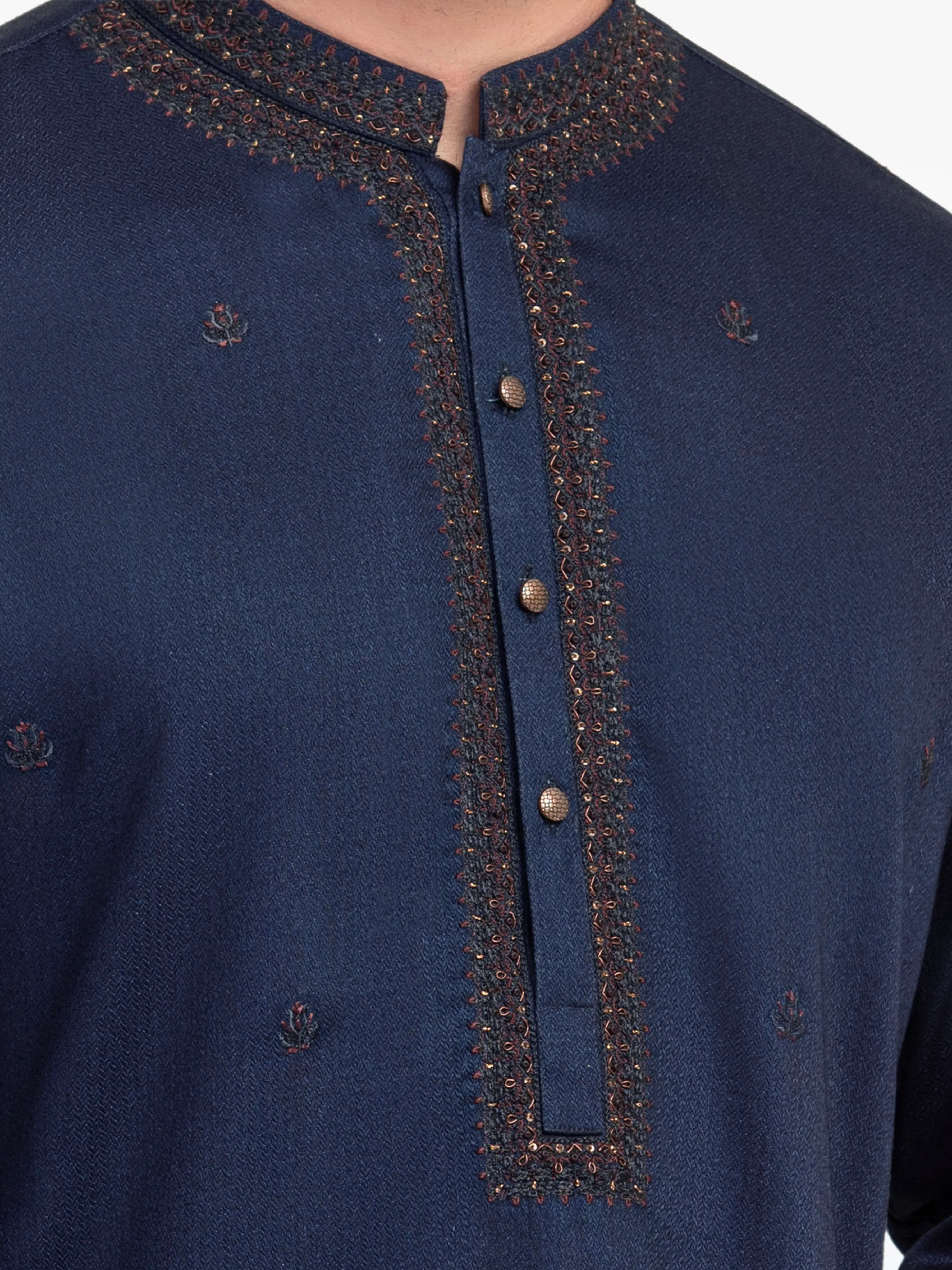 Men's Navy Blue Kurta - EMTKC5-146 - Image 2