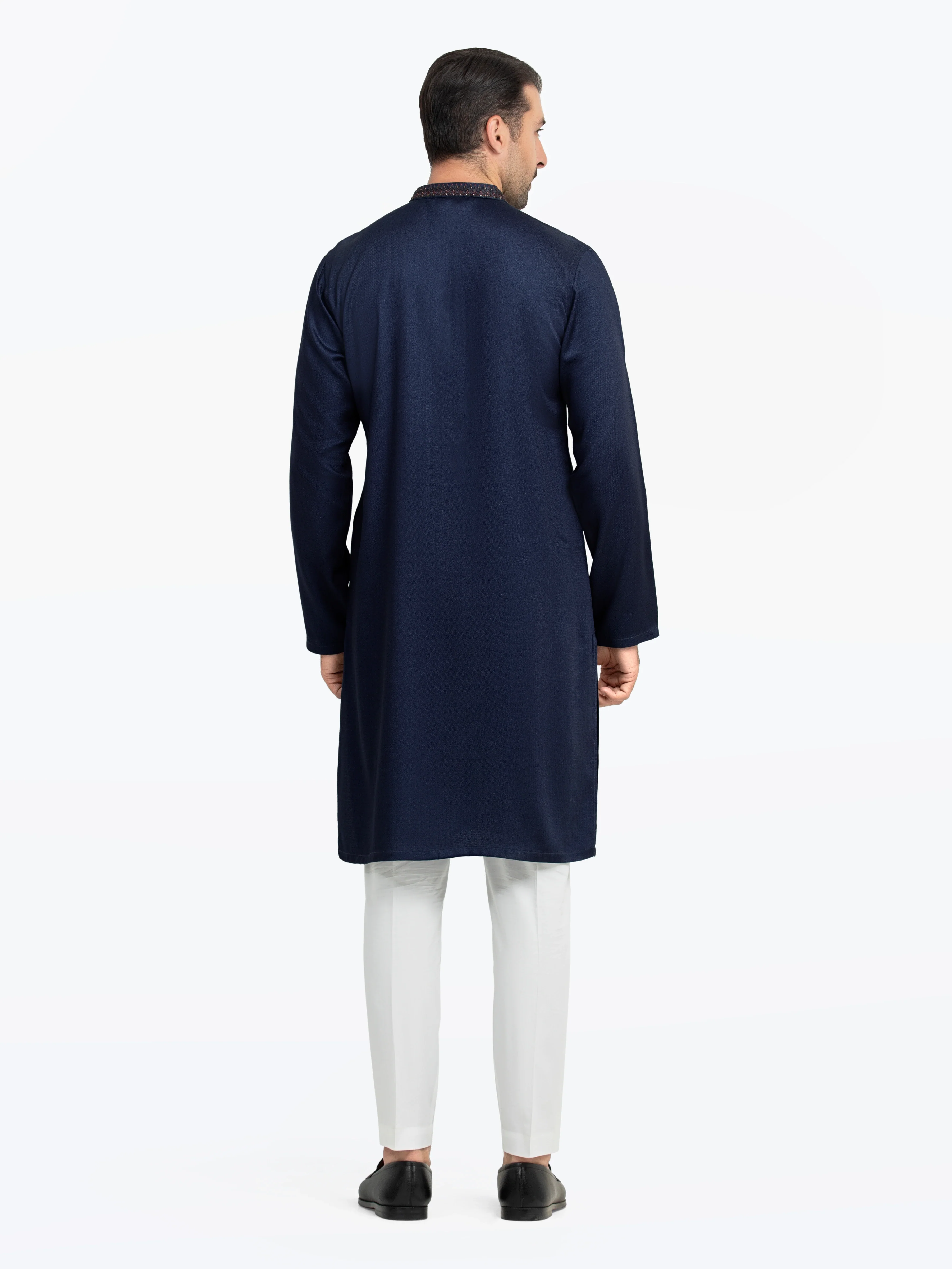 Men's Navy Blue Kurta - EMTKC5-146 - Image 5