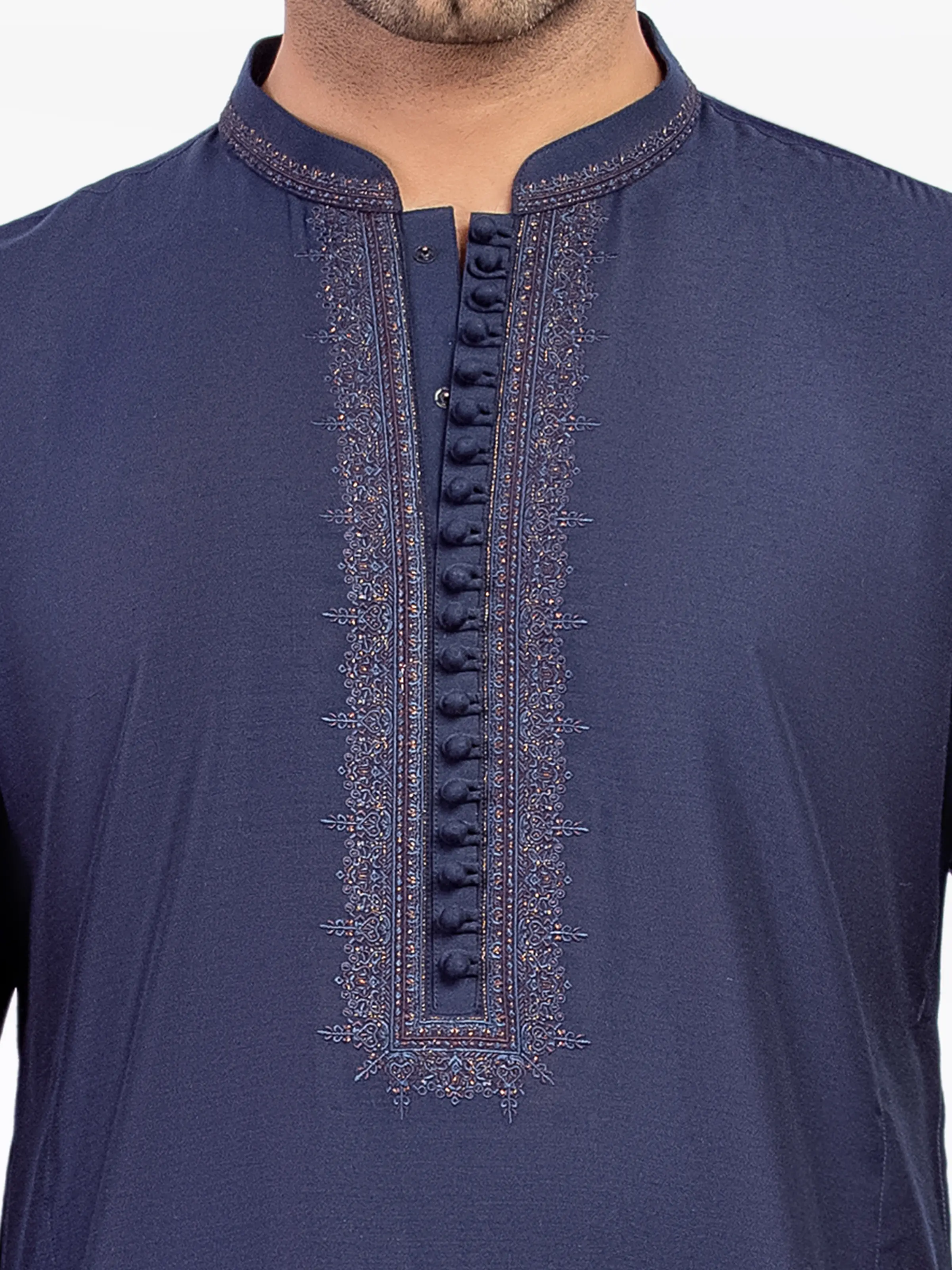Men's Navy Blue Kurta - EMTKC5-151 - Image 3