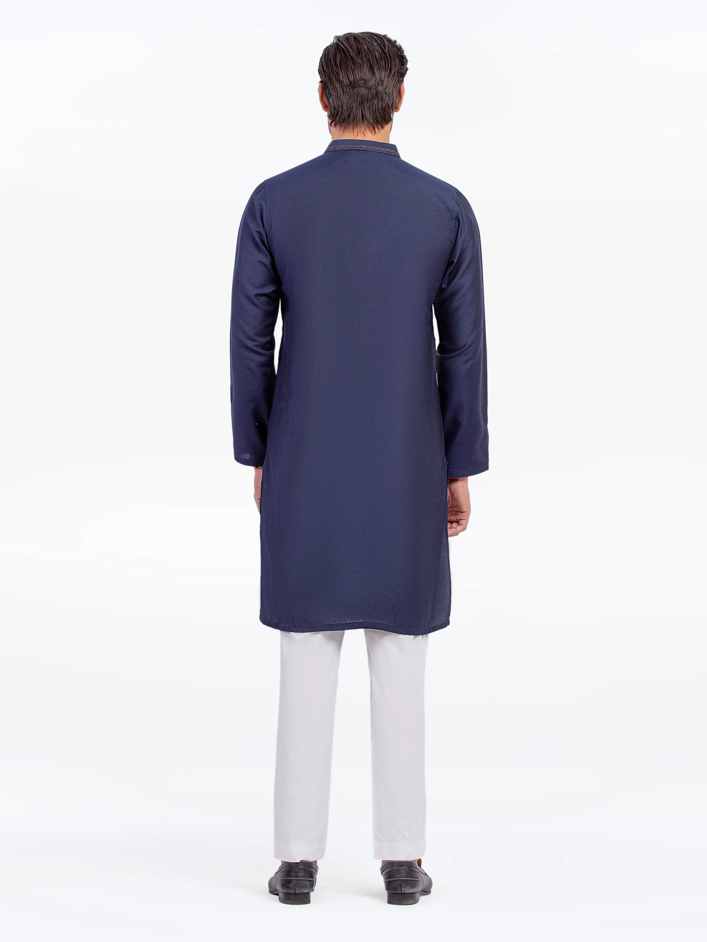 Men's Navy Blue Kurta - EMTKC5-151 - Image 5
