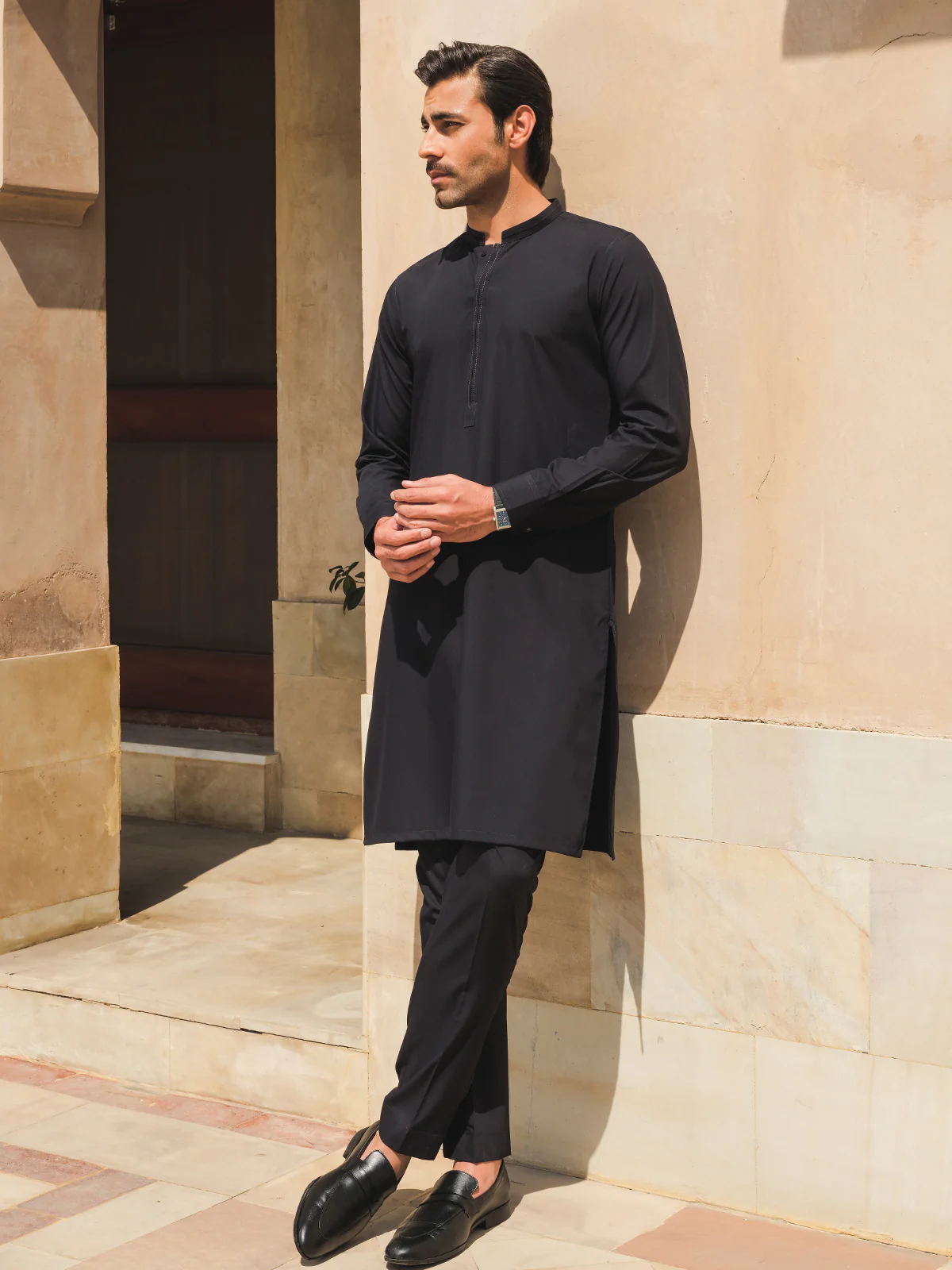Men's Navy Blue Kurta Pajama - EMTKPT24-031 - Image 2