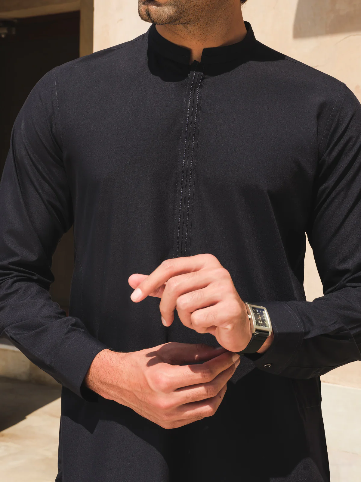 Men's Navy Blue Kurta Pajama - EMTKPT24-031 - Image 3