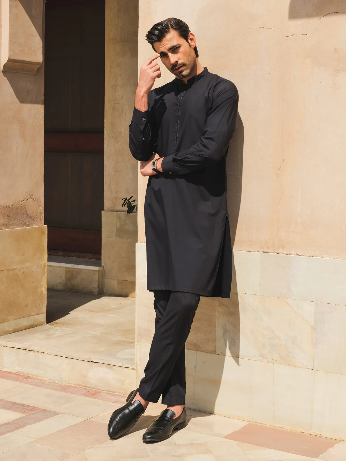 Men's Navy Blue Kurta Pajama - EMTKPT24-031 - Image 4