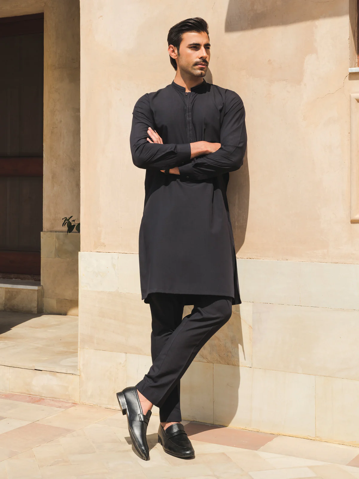 Men's Navy Blue Kurta Pajama - EMTKPT24-031 - Image 5