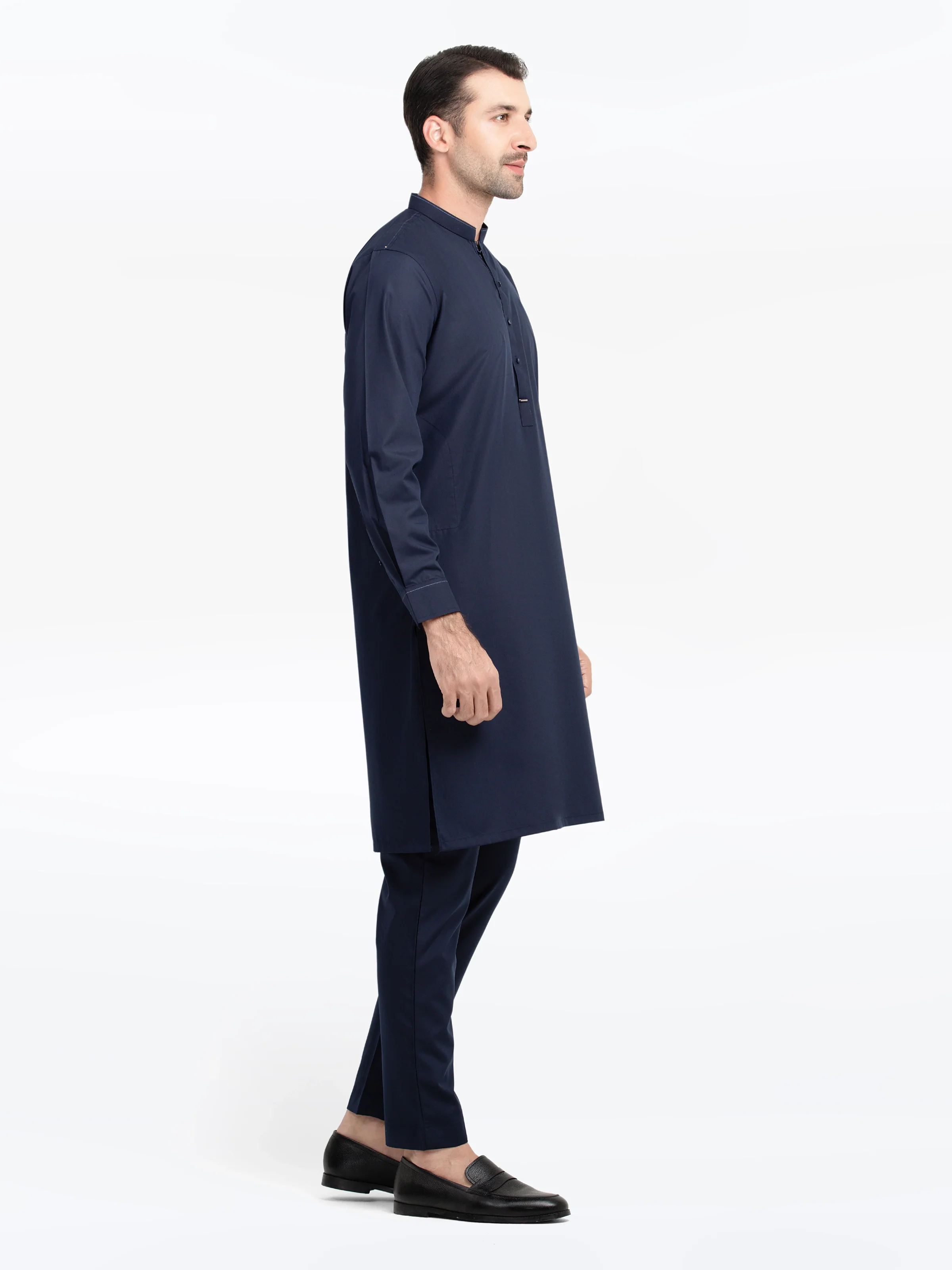 Men's Navy Blue Kurta Pajama - EMTKPT5-053 - Image 4