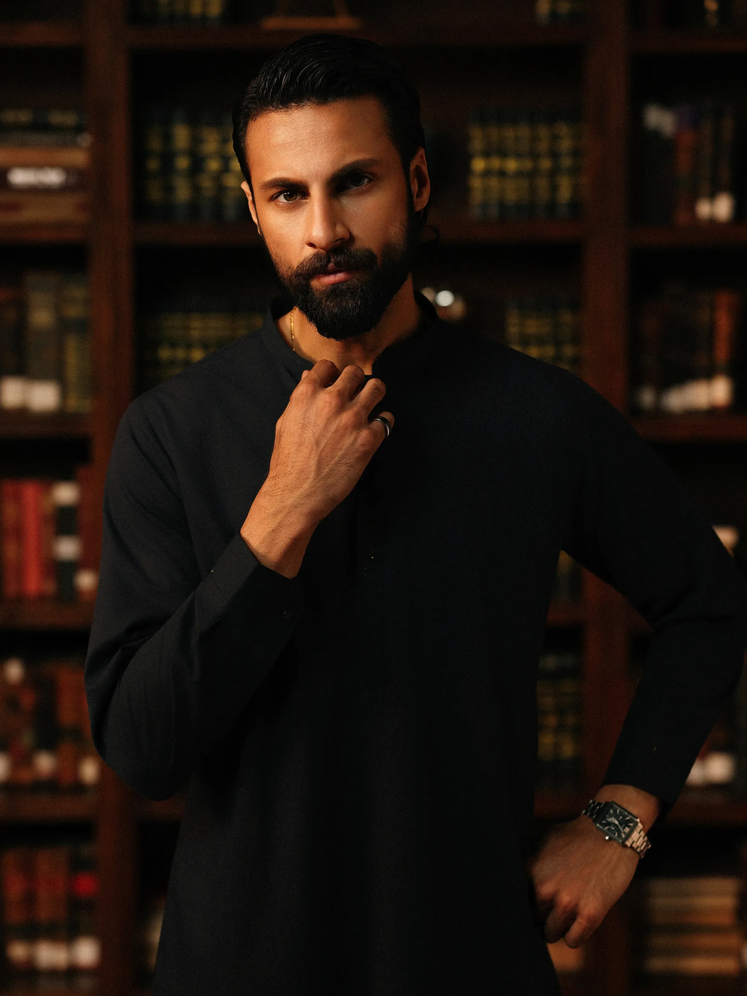 Men's Navy Blue Kurta Pajama - EMTKPT5-077 - Image 2