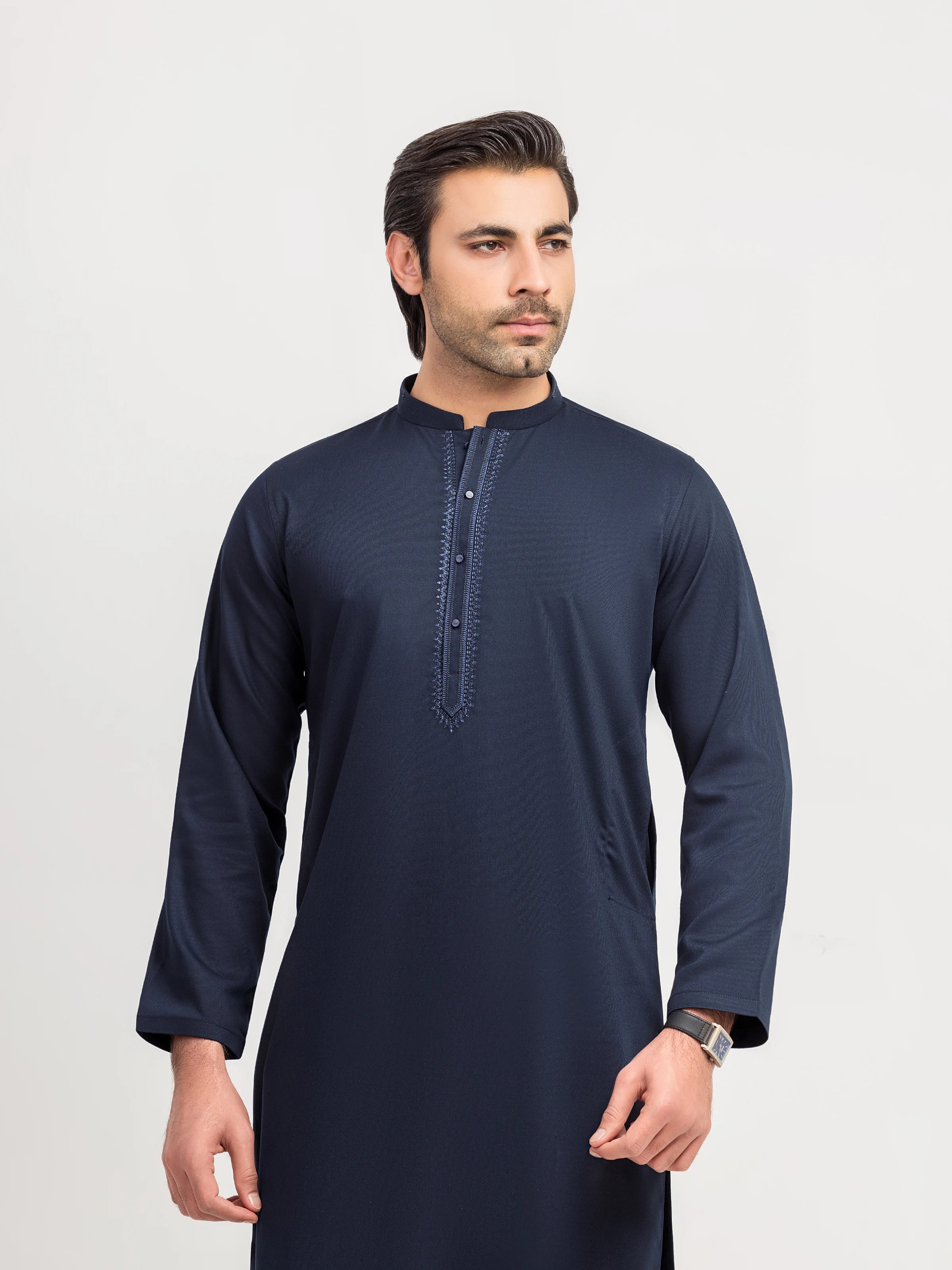 Men's Navy Blue Kurta Pajama - EMTKPT5-094 - Image 2