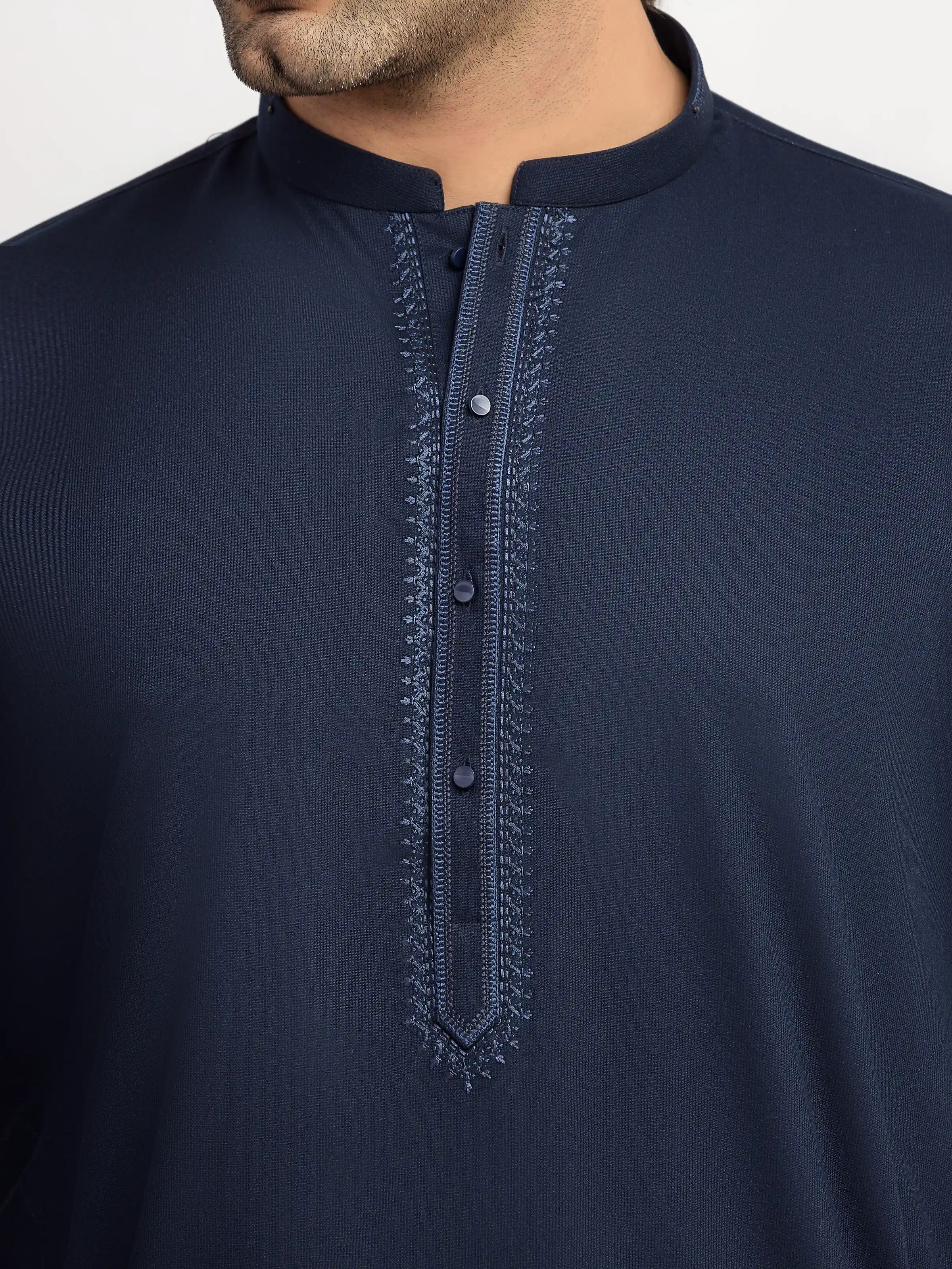 Men's Navy Blue Kurta Pajama - EMTKPT5-094 - Image 3