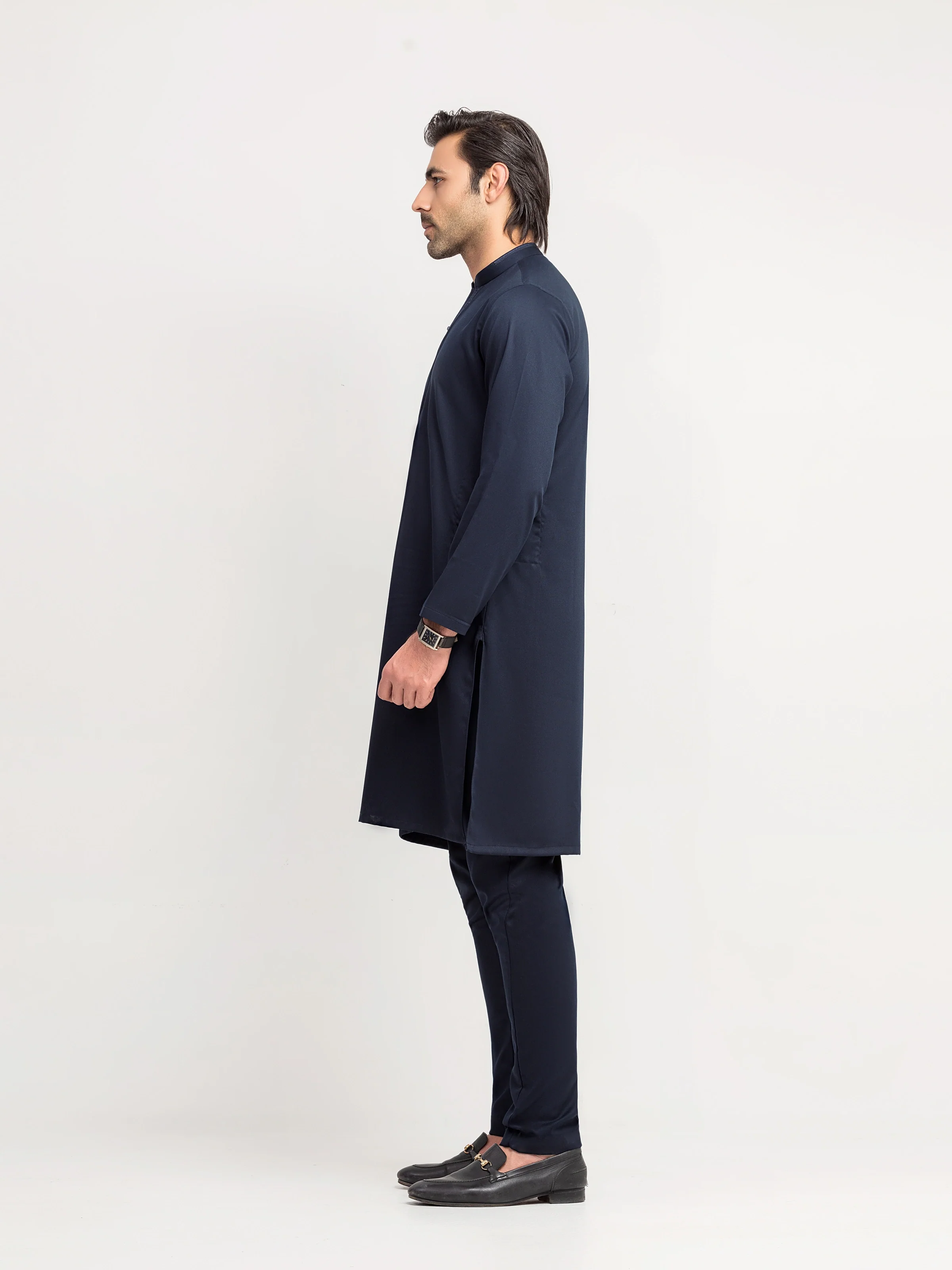 Men's Navy Blue Kurta Pajama - EMTKPT5-094 - Image 4