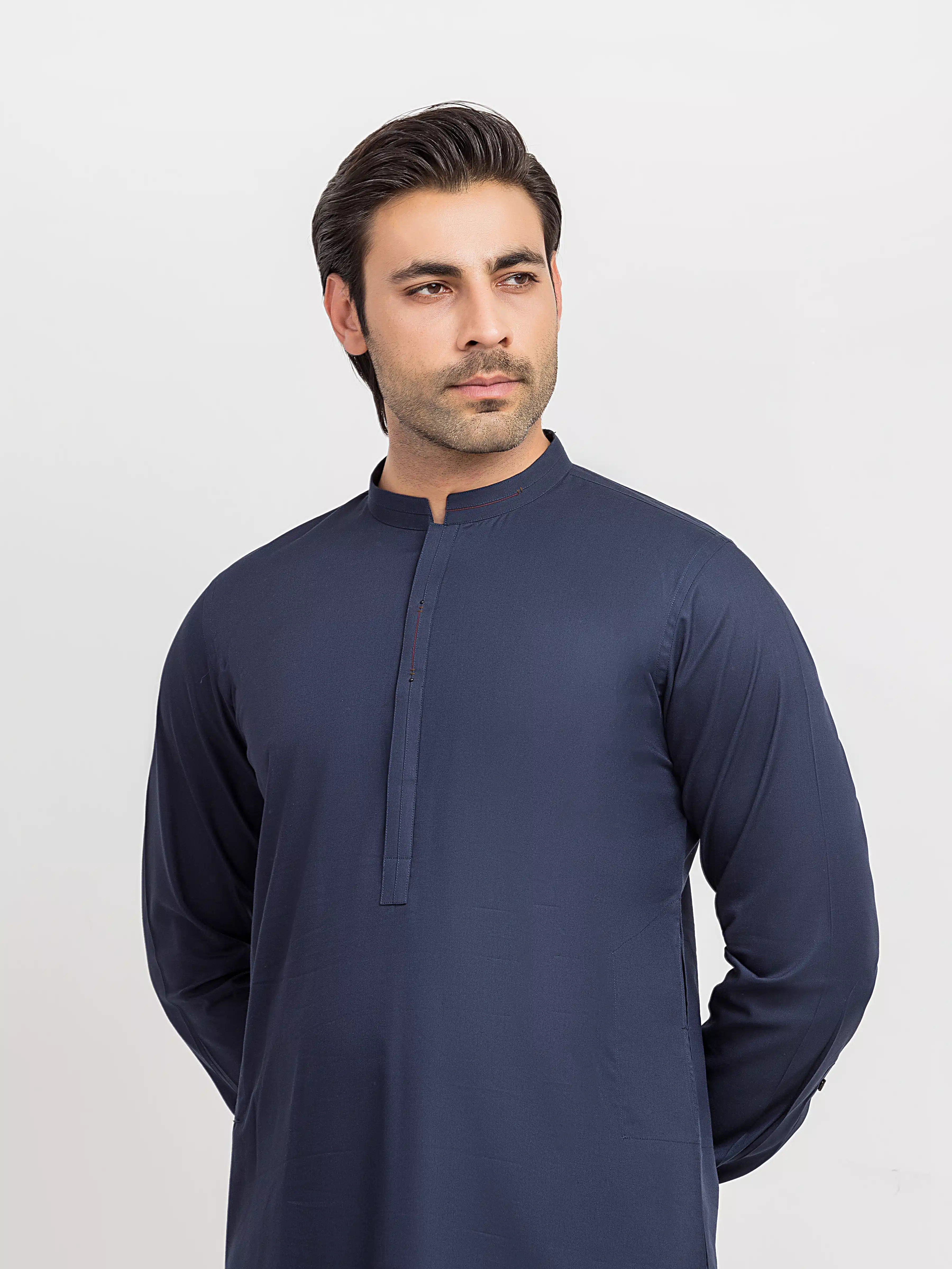 Men's Navy Blue Kurta Pajama - EMTKPT6-101 - Image 2