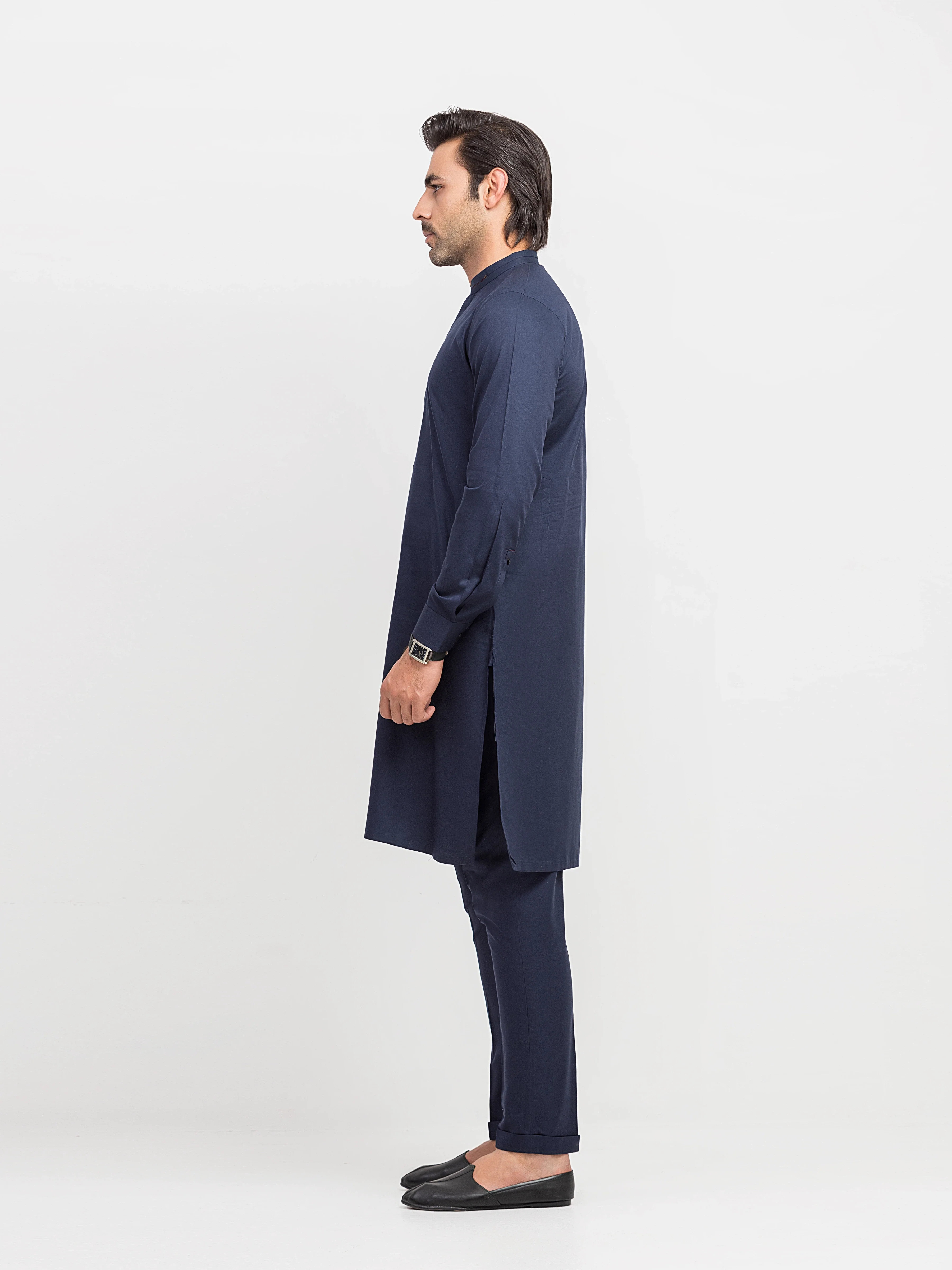 Men's Navy Blue Kurta Pajama - EMTKPT6-101 - Image 4