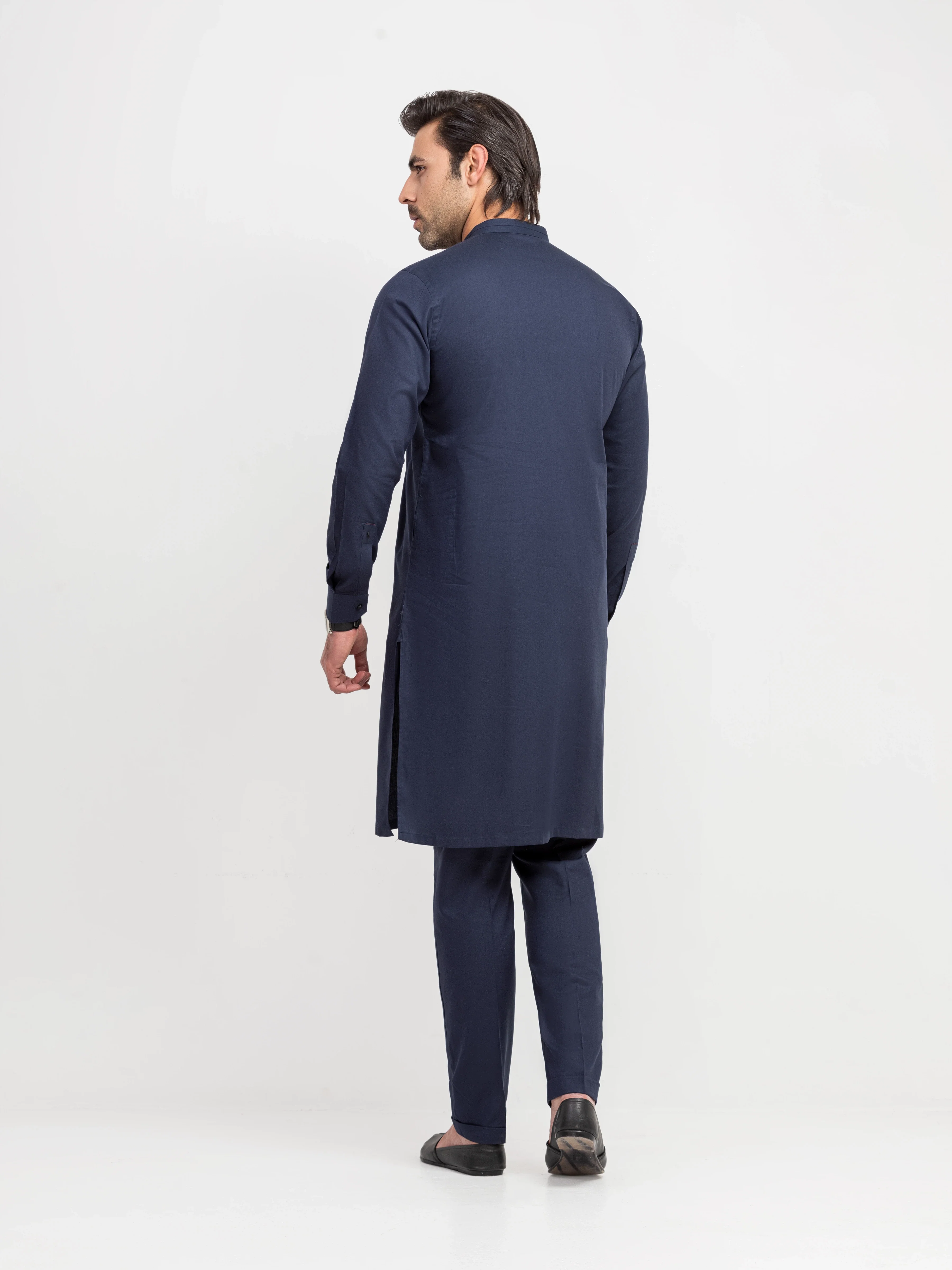 Men's Navy Blue Kurta Pajama - EMTKPT6-101 - Image 5