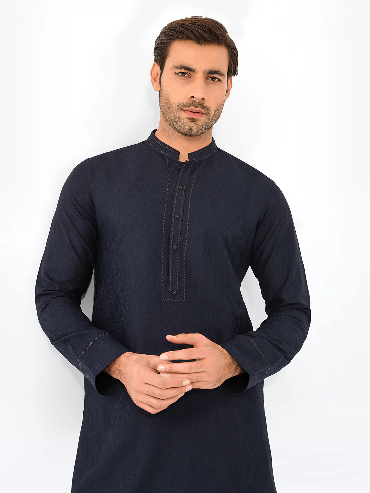 Men's Navy Blue Kurta Pajama - EMTSC23-105 - Image 2