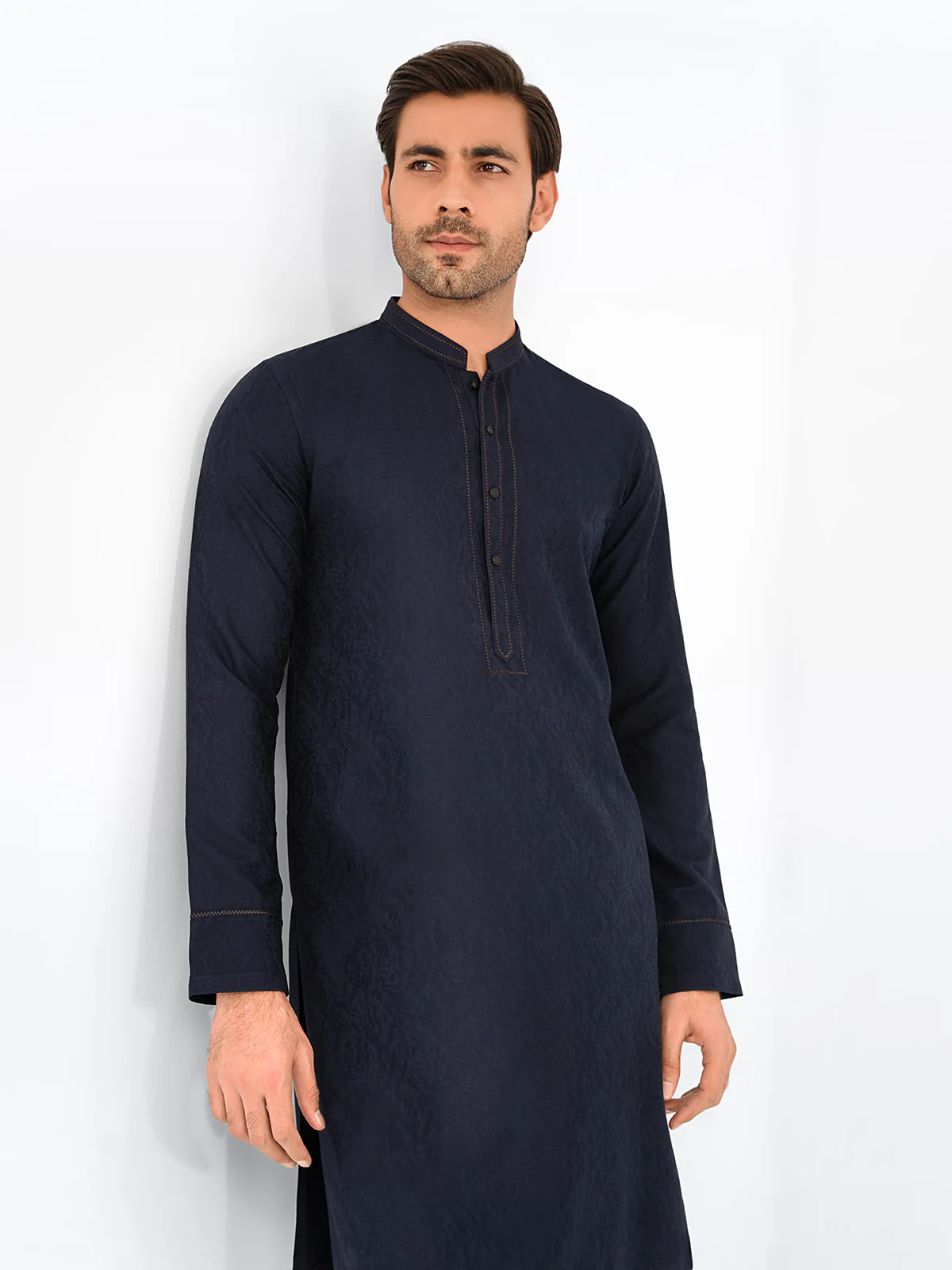 Men's Navy Blue Kurta Pajama - EMTSC23-105 - Image 3