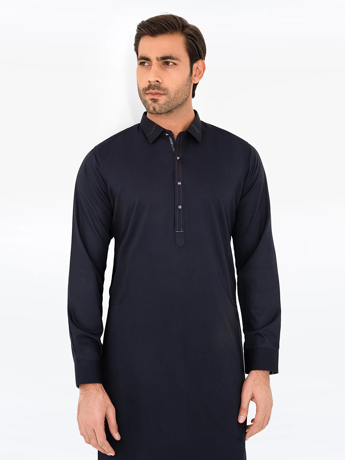 Men's Navy Blue Shalwar Kameez - EMTKS23W-41070 - Image 2