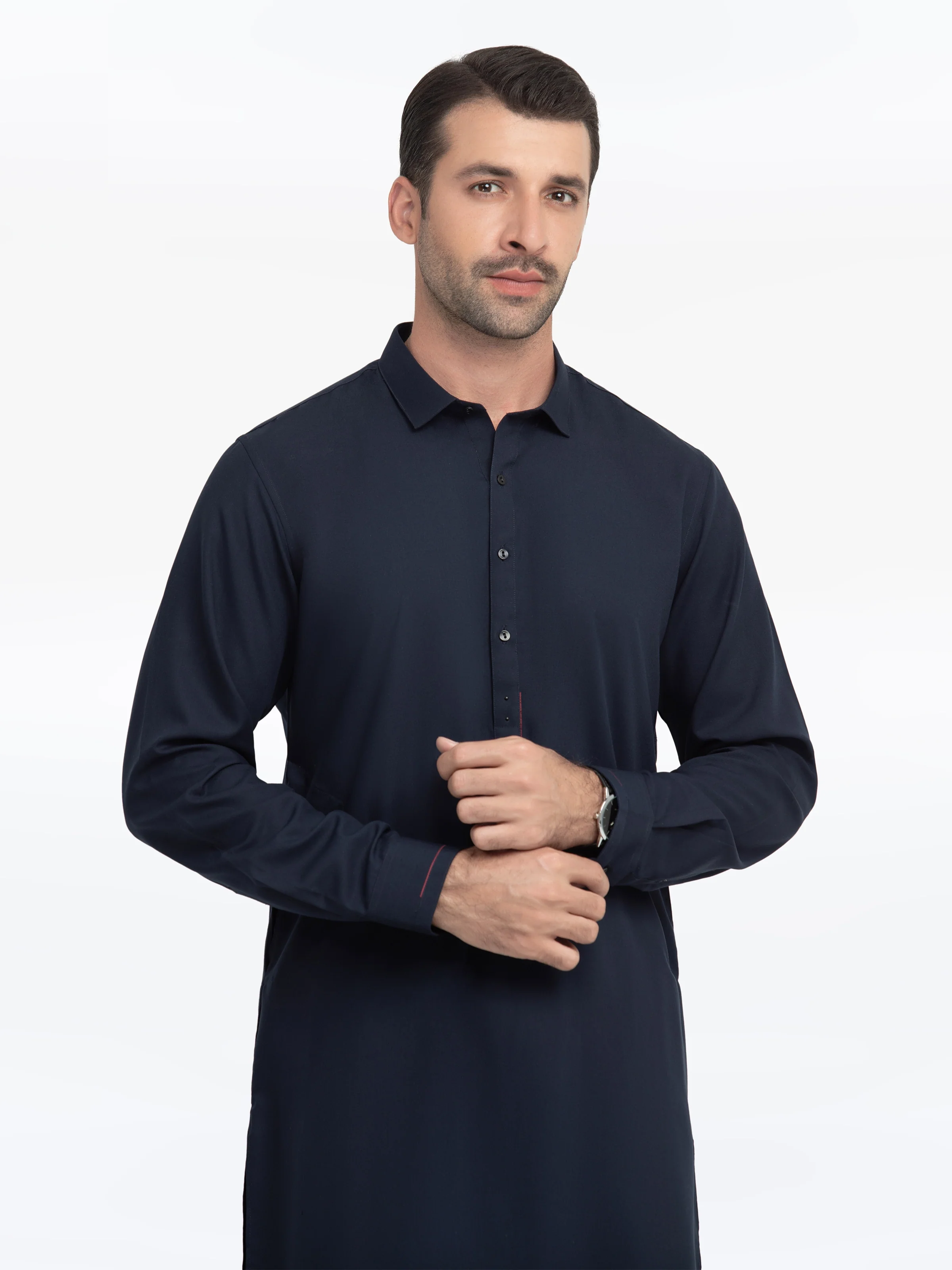 Men's Navy Blue Shalwar Kameez - EMTKS5-41163 - Image 2